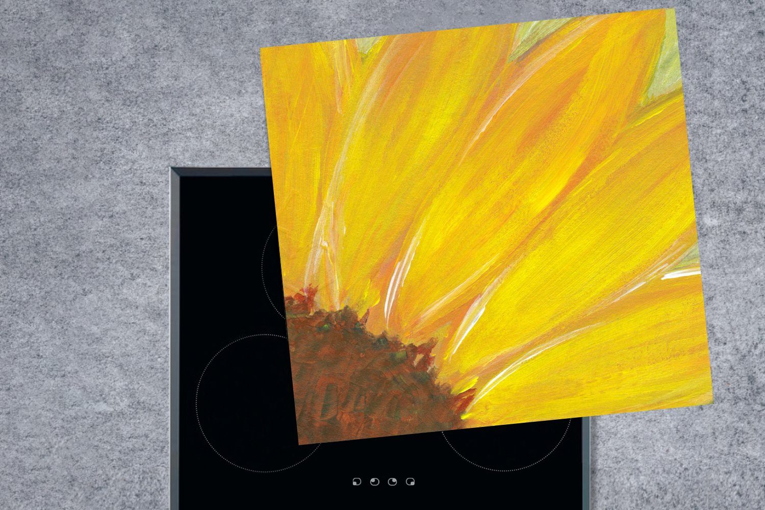 Detailliert, (1 - für Gemälde Arbeitsplatte - Vinyl, cm, Sonnenblume tlg), MuchoWow Ceranfeldabdeckung, küche Herdblende-/Abdeckplatte 78x78