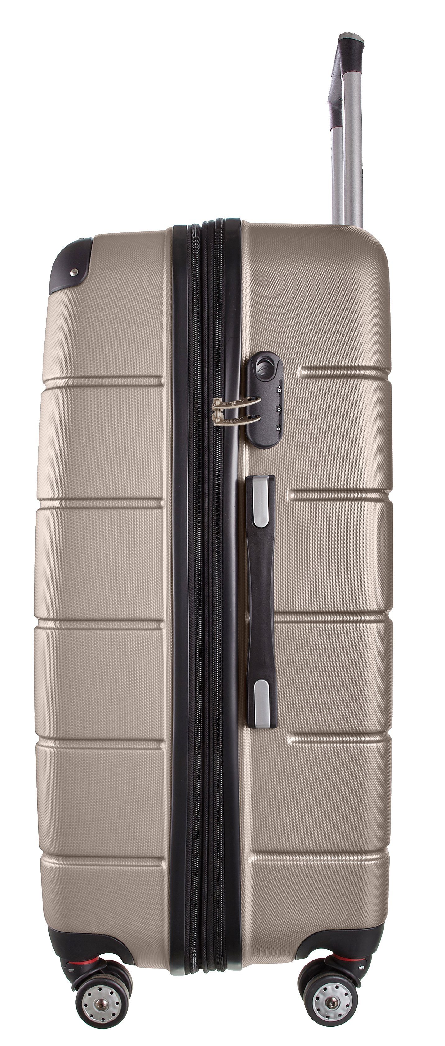 Farben 3 Goldhofer mit Champagner - Material verschiedene Außen Größen & V1 3 Modelle Leichtlaufrollen, TLG), ABS 360° Kofferset in Wasserabweisend (Set,