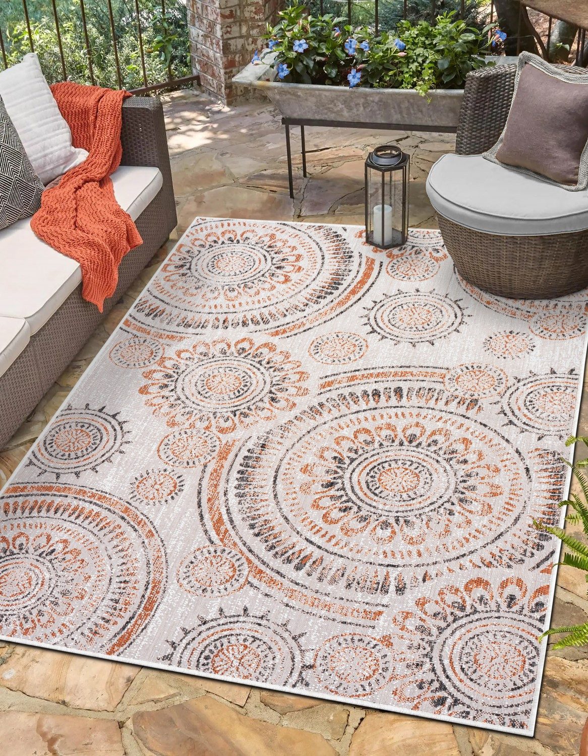 Myflair Möbel & Accessoires Outdoorteppich Sonic, LAGERRÄUMUNG!, rechteckig, Höhe: 6 mm, Ethno Design, Kreise, Outdoor geeignet, Balkon, Terrasse