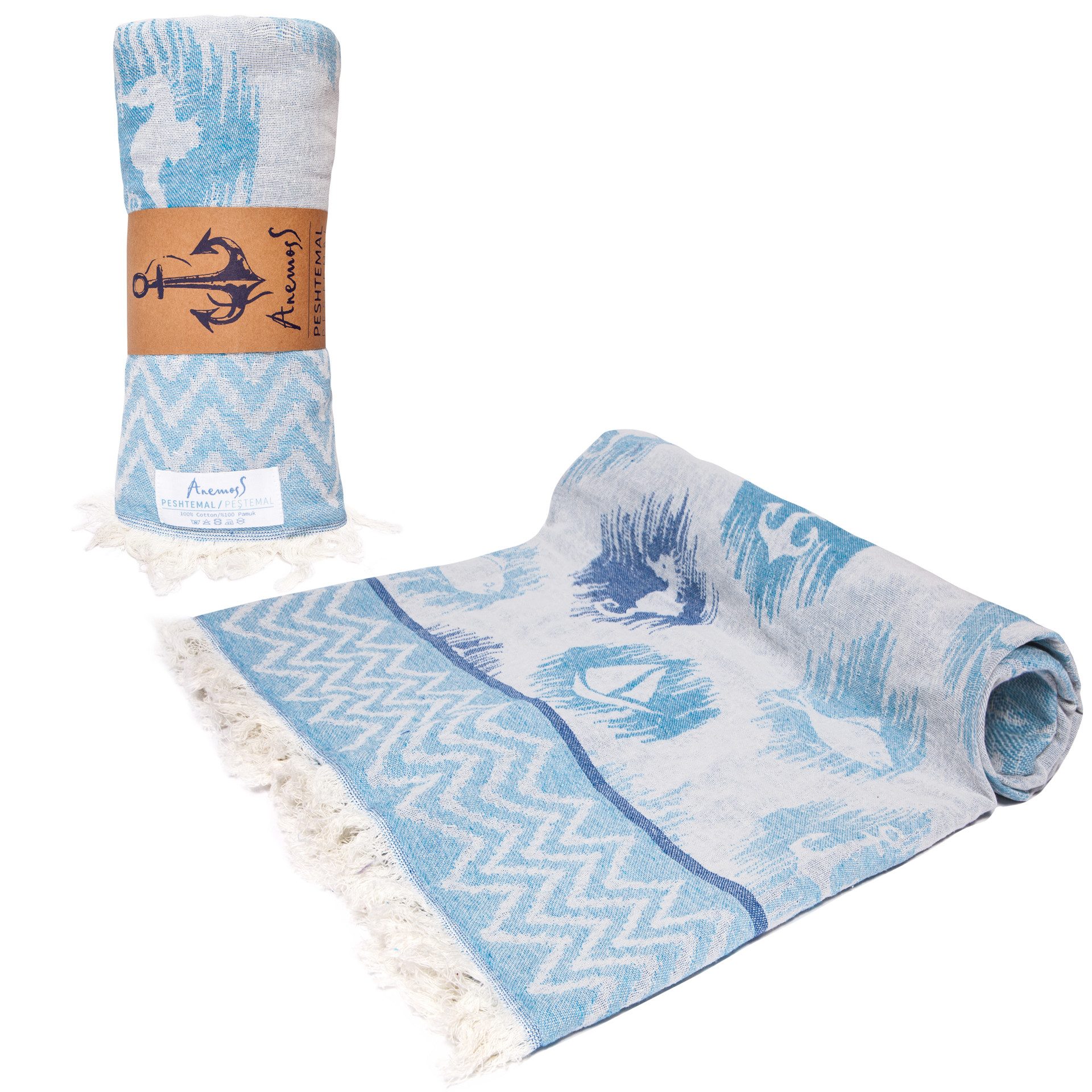 ANEMOSS Hamamtücher Anemoss Anker Pestemal,Hamamtuch– Maritimes Hamam- & Strandtuch, (1-St)