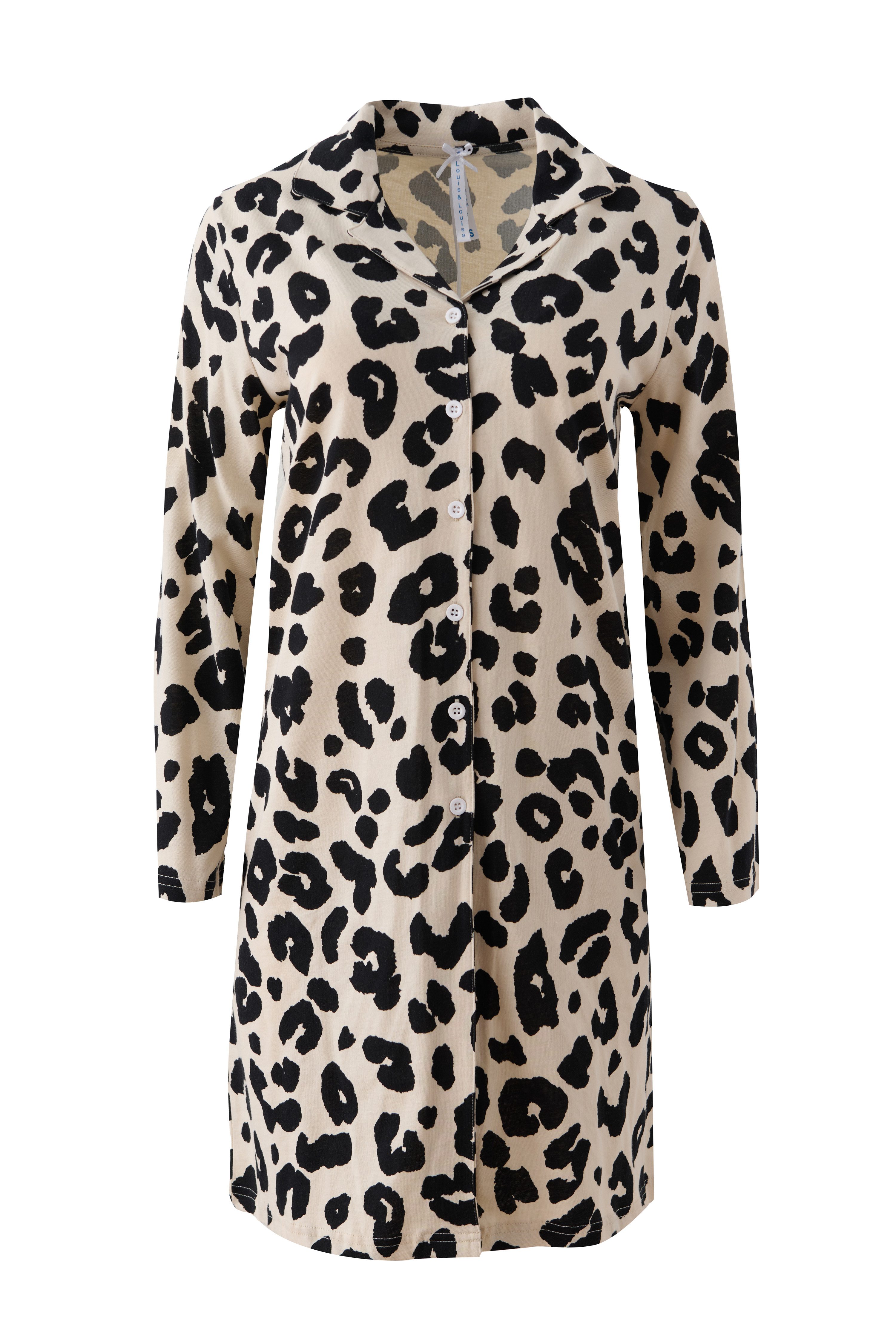 Louis & Louisa Pyjama Louis & Louisa Damen Nachthemd Leo mit Knopfleiste I 100% Baumwolle