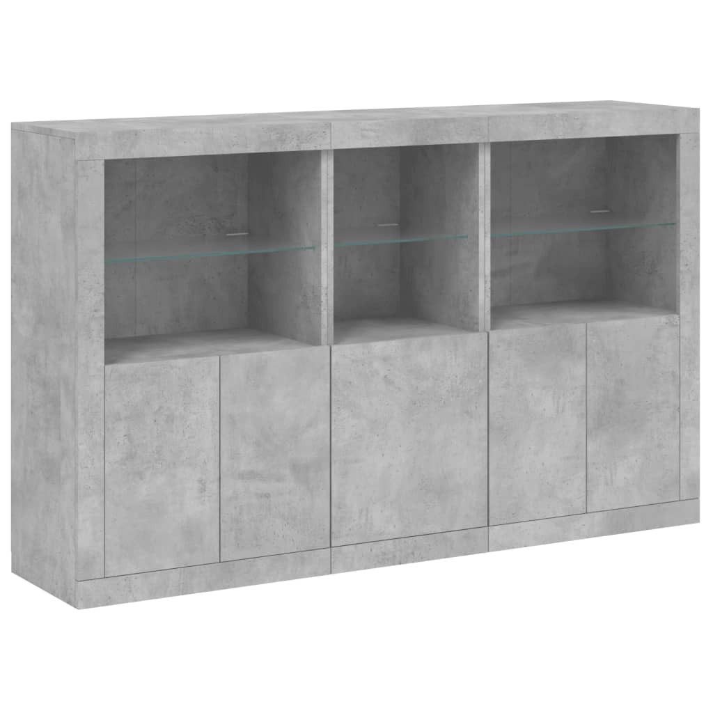 vidaXL Sideboard Sideboard mit LED-Leuchten Betongrau günstig online kaufen