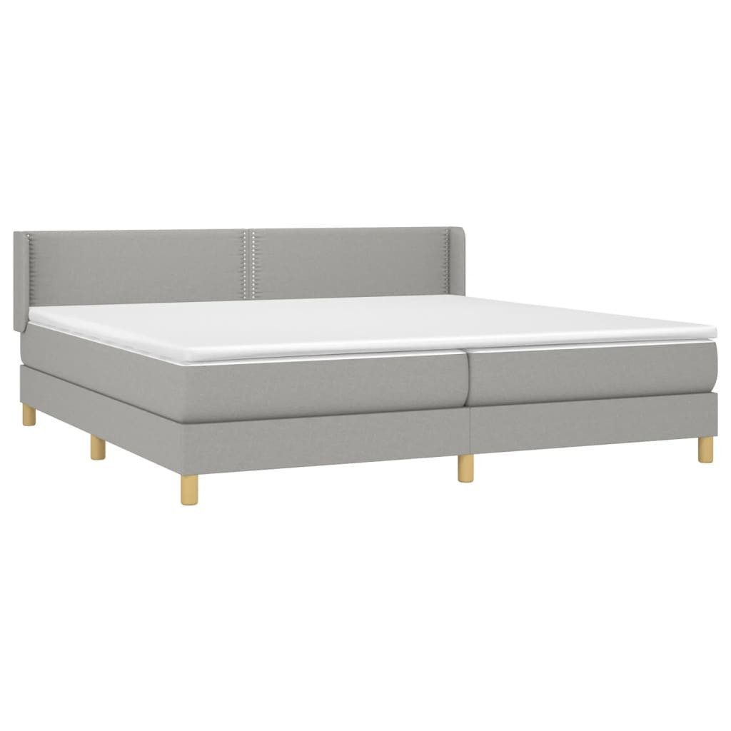 Bett Boxspringbett mit Matratze Hellgrau 200x200 cm Stoff