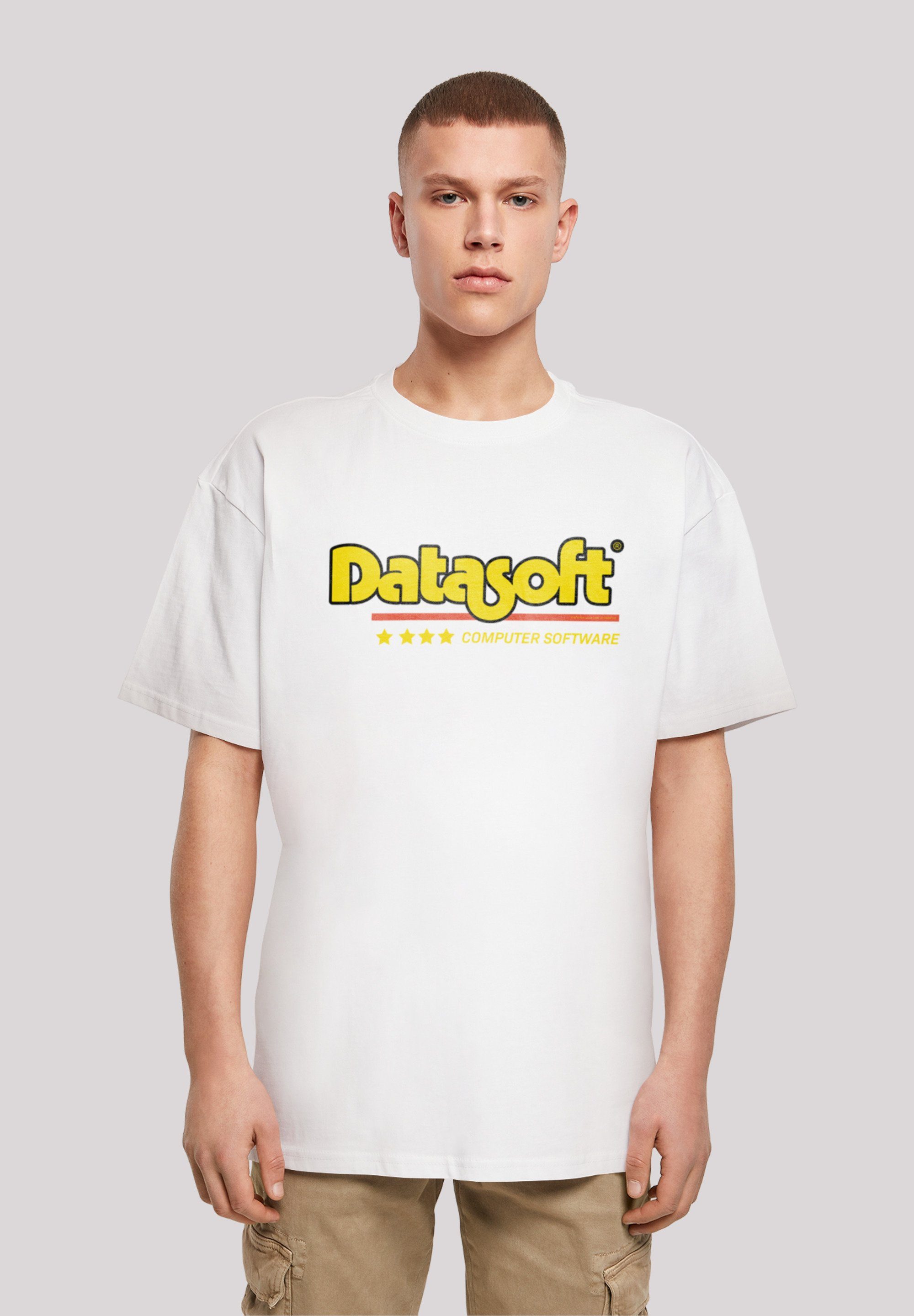 DATASOFT Retro weiß Print T-Shirt yellow SEVENSQUARED Gaming F4NT4STIC Logo