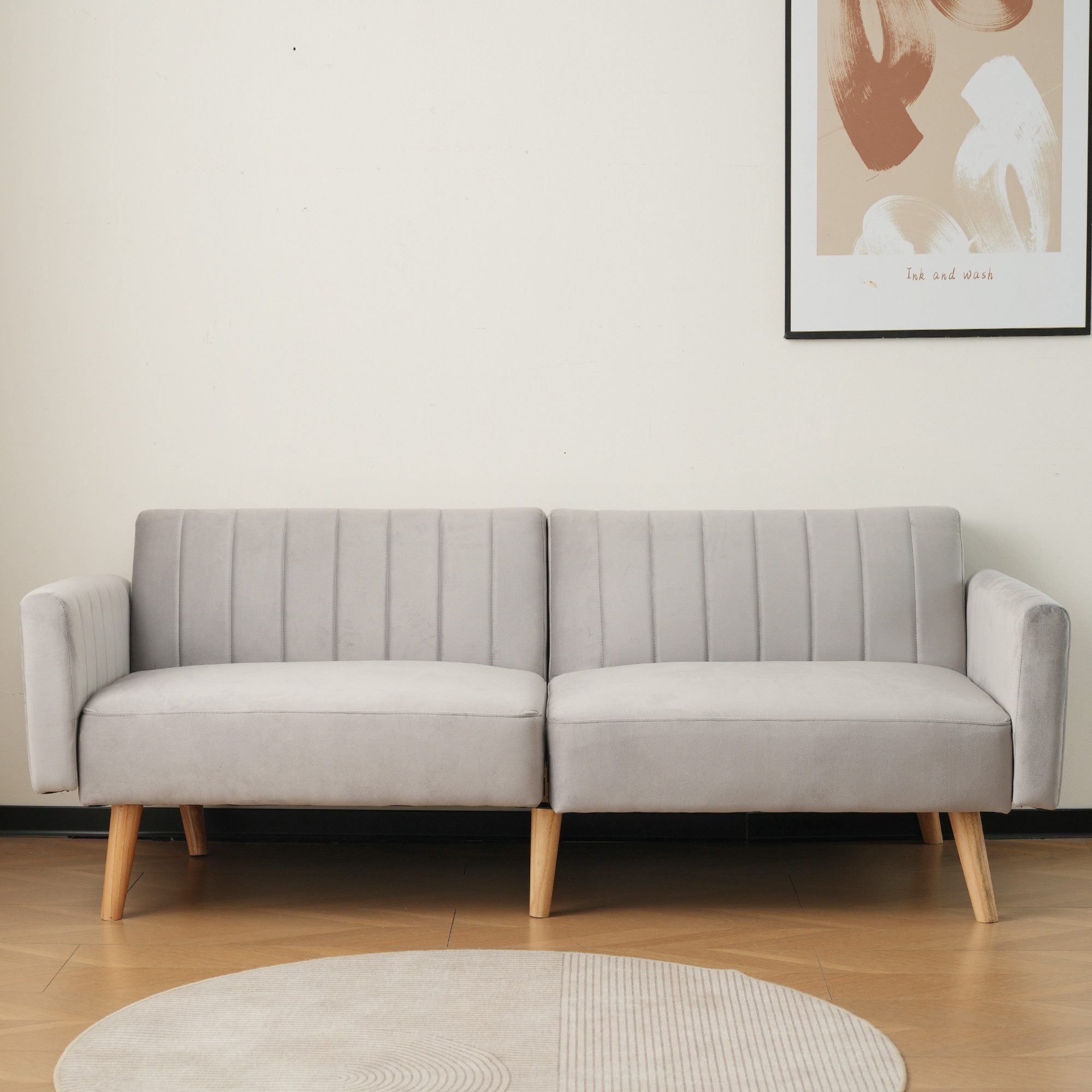 Refined Living Schlafsofa 2-in-1-Sofa & Schlafsofa, Klappsofa mit Gummiholzbeinen, Holzsofa, 178 x 75 x 68 cm,Sofa Bett,mit verstellbarer Rückenlehne,platzsparend 1 Teile, für kleine Wohnungen, Gästezimmer, Wohnzimmer, Studentenwohnheime