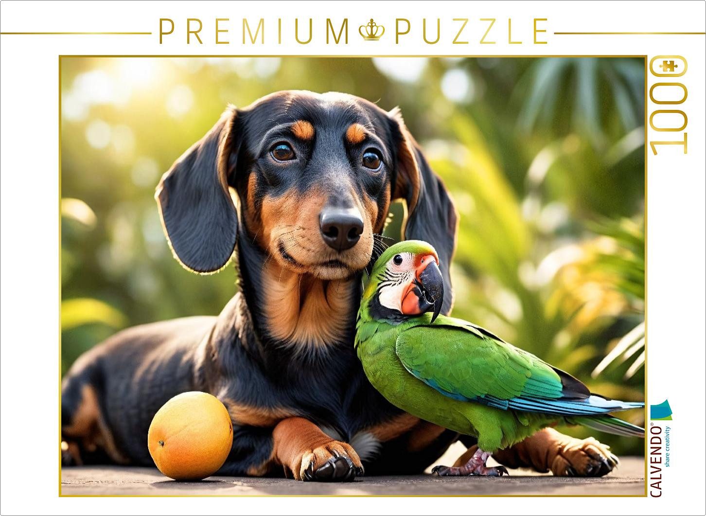 CALVENDO Puzzle CALVENDO Puzzle Dackel und Papagei in tropischer Natur, 1000 Teile Le, 1000 Puzzleteile