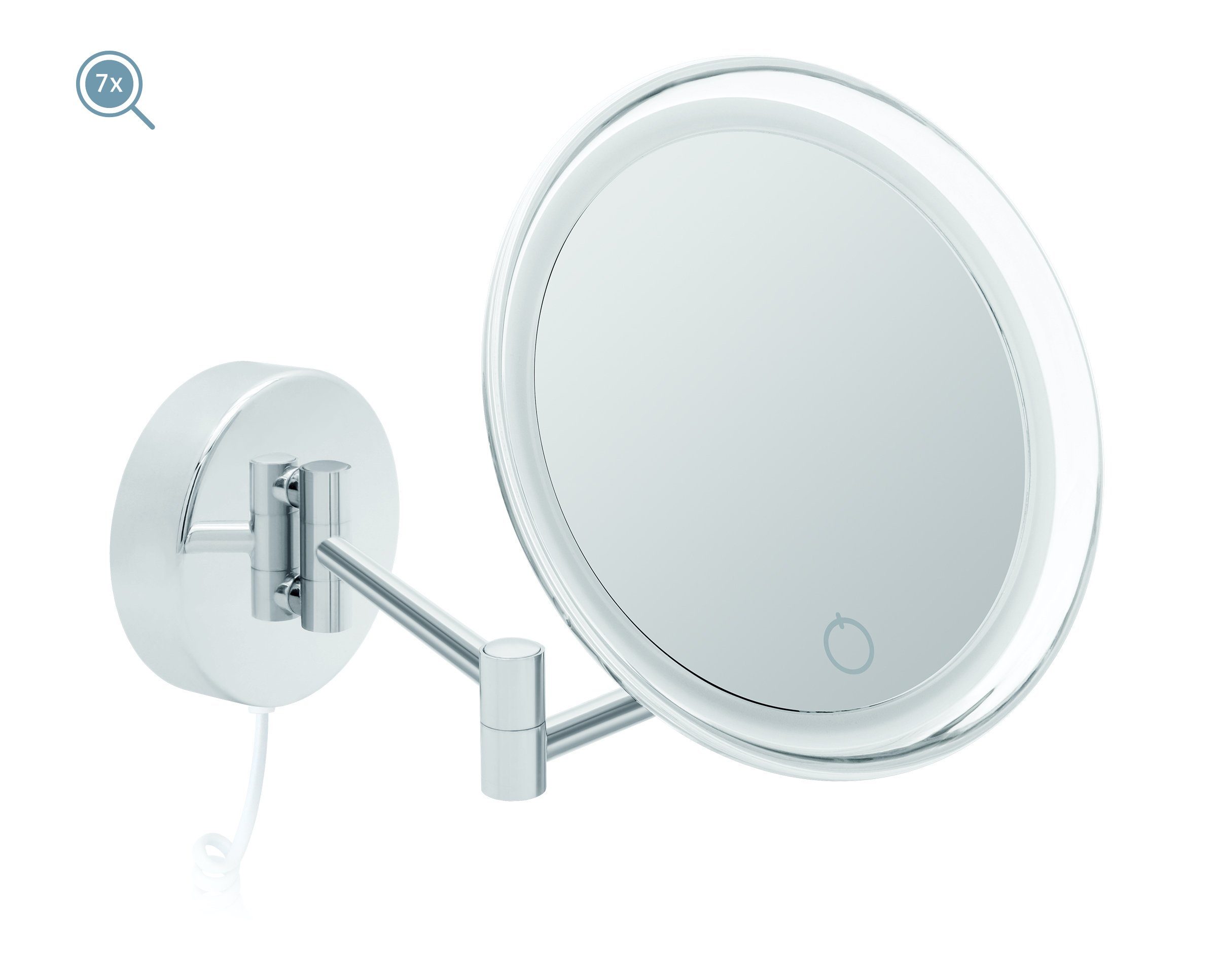 Kosmetikspiegel mit 7fach weißem Kabel Kosmetikspiegel LED Dimmerfunktion Auto-off Siena, Libaro