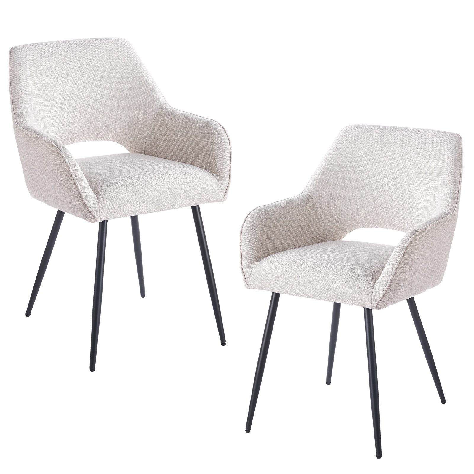 DITAIX Polsterstuhl 2er Set Ergonomische Esszimmerstühle - Velours Armlehnstühle (2 St), multifunktionaler Designstuhl als Lounge-Stuhl, Bürostuhl