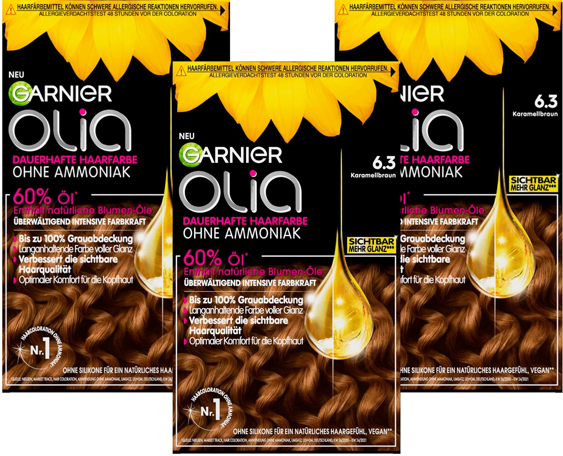 GARNIER Blondierpulver Set, Olia Haarfarbe, dauerhafte Garnier Ölbasis 3-tlg