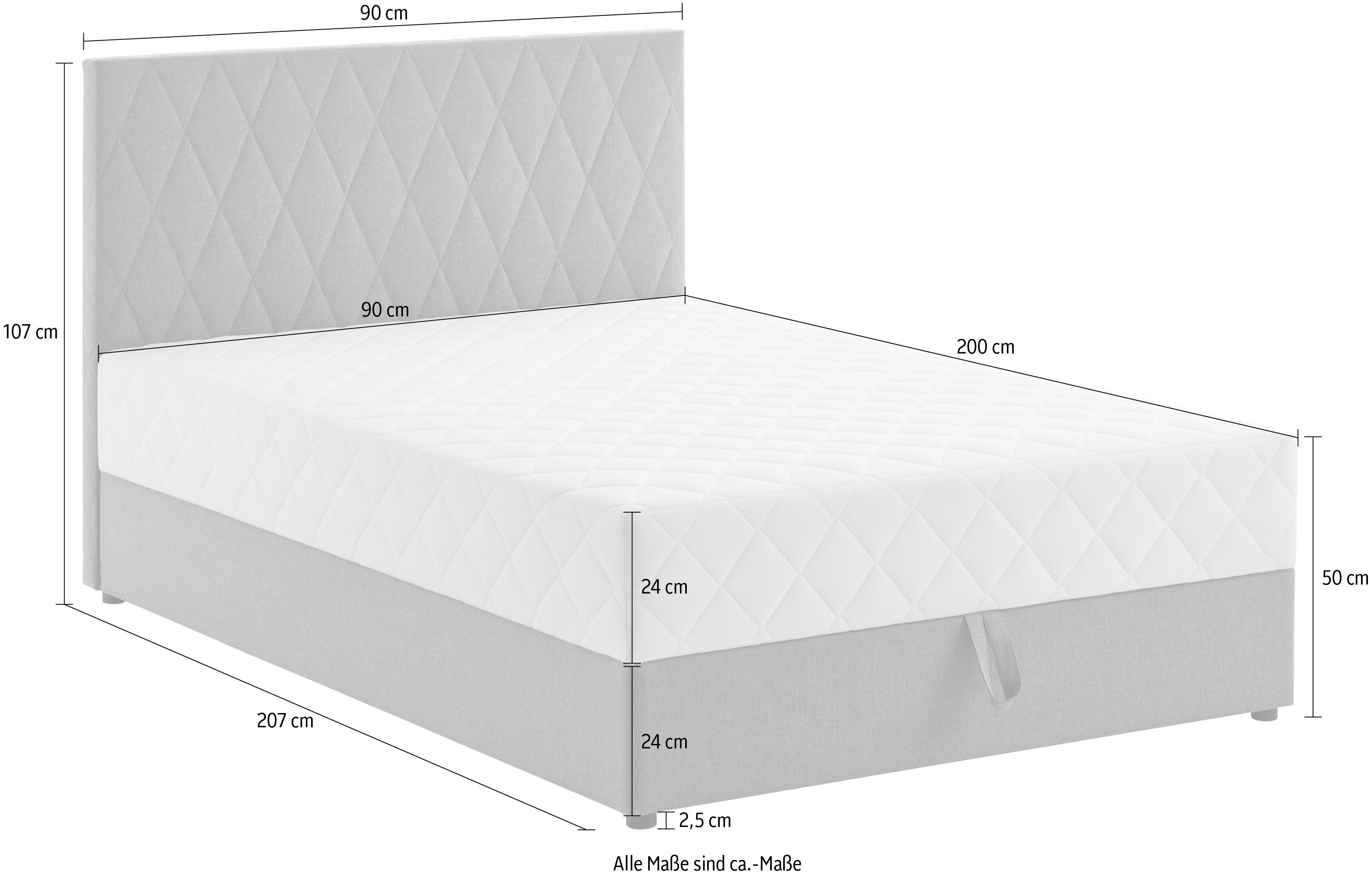 ATLANTIC home collection Boxbett "Benita", OTTOs Choice! Topseller inkl. Bettkasten, erhältlich in verschiedenen Größen, inkl. Taschen-Federkernmatratze