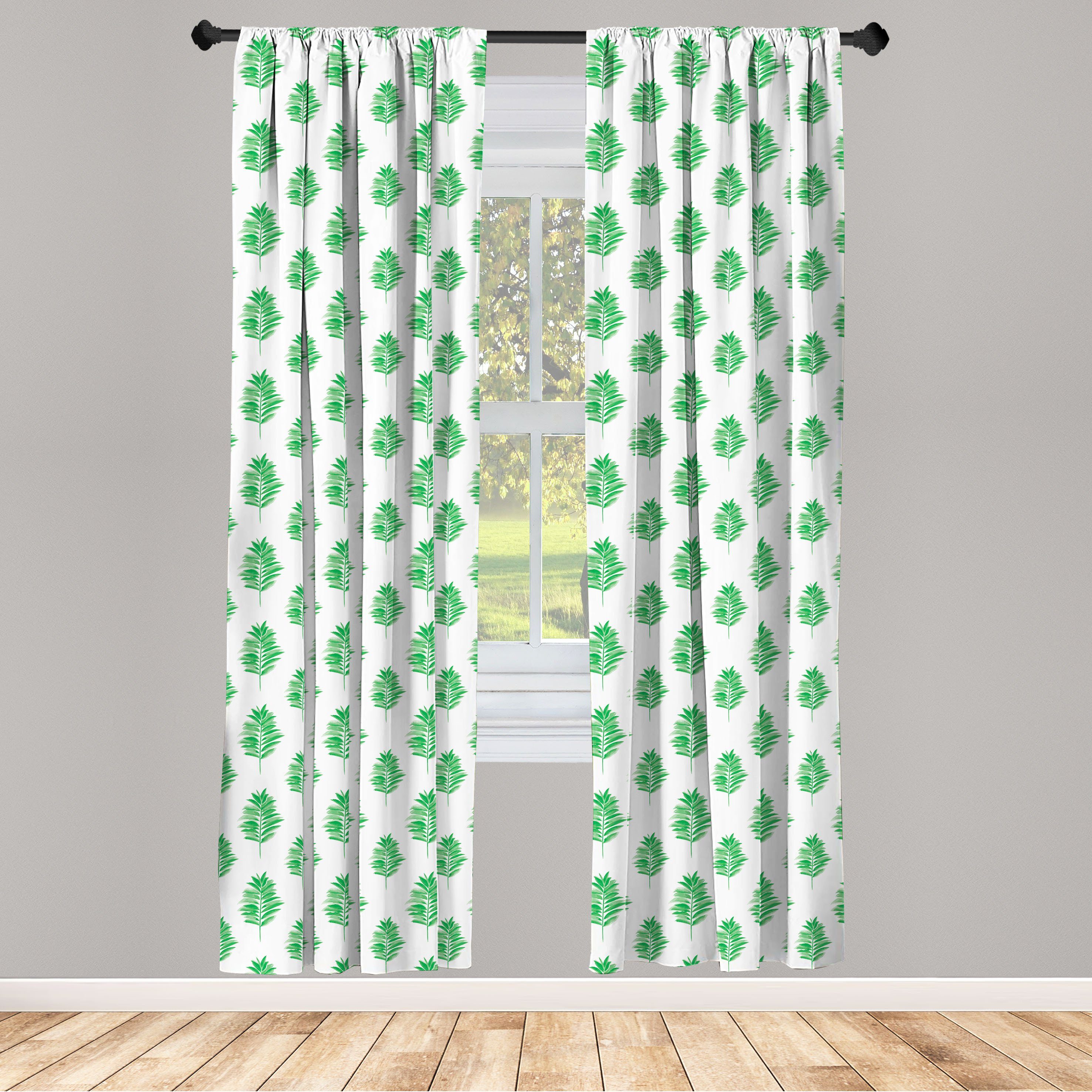 Gardine Vorhang für Wohnzimmer Schlafzimmer Dekor, Abakuhaus, Microfaser, Blätter Repetitive Palme Blätter