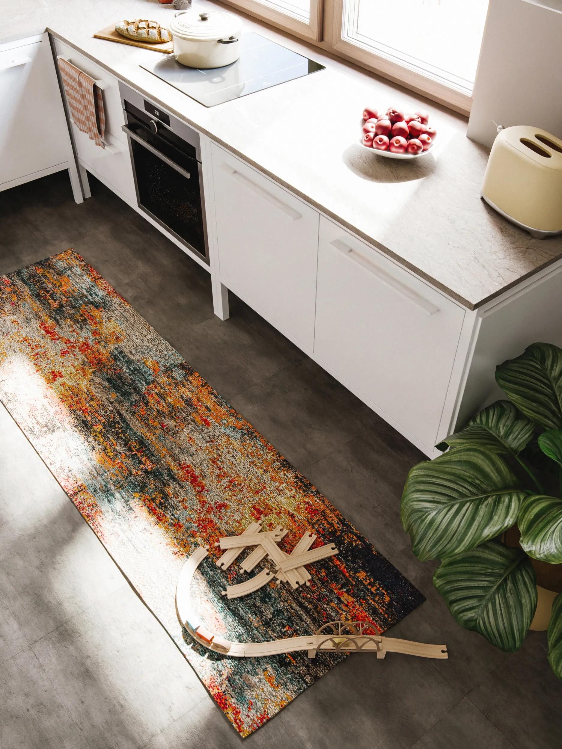 benuta Teppich Casa, rechteckig, Höhe: 11 mm, Teppich Wohnzimmer, Esszimmer, Schlafzimmer, Flur, Farbenfroh, Retro