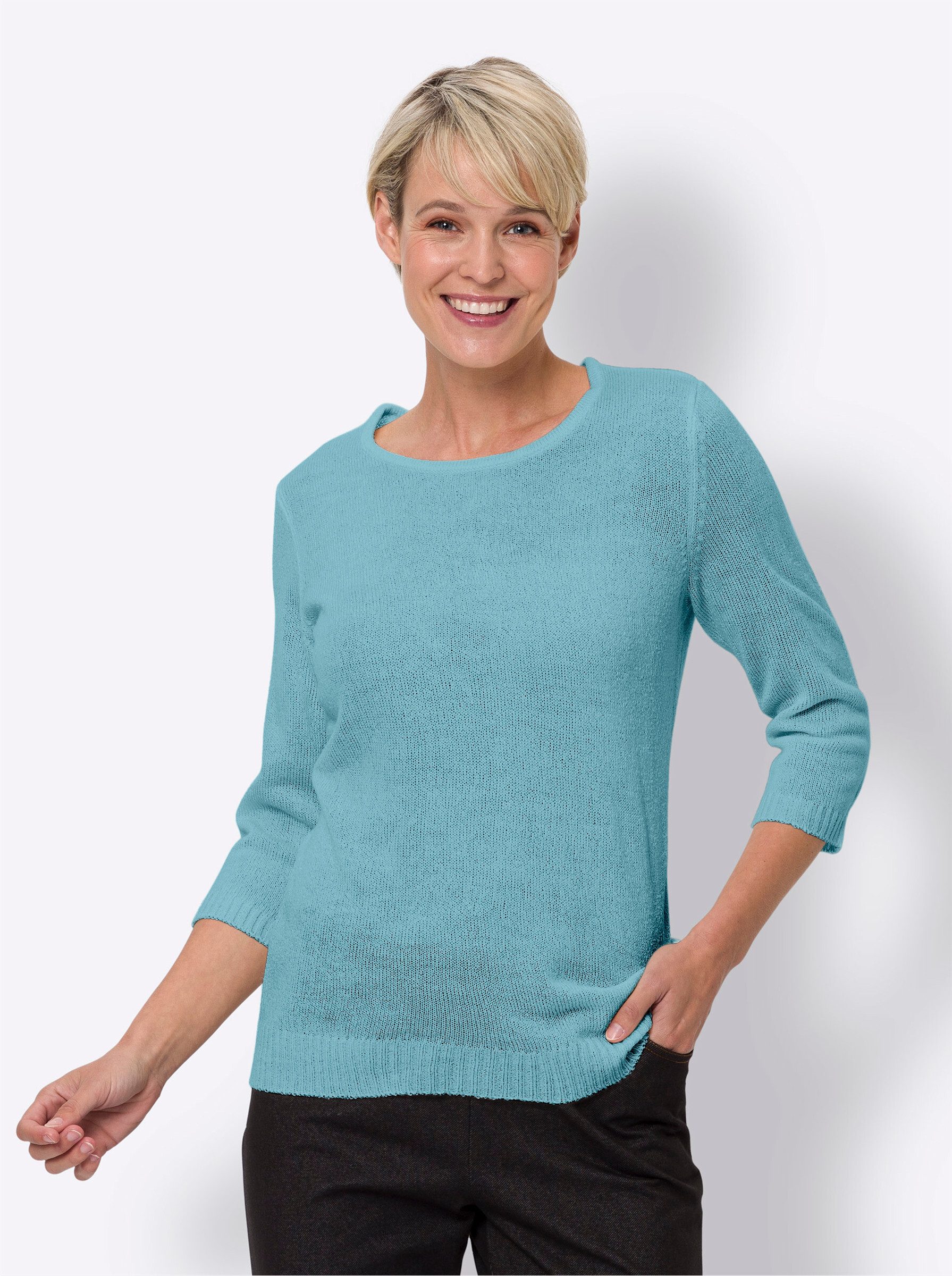 Sieh an! Strickpullover Rundhals-Pullover 3/4-Arm Jersey