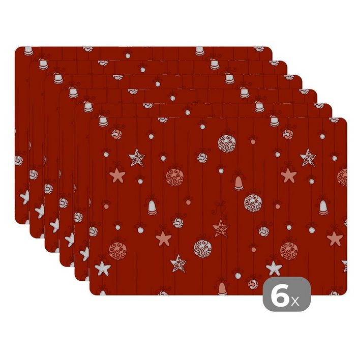 Platzset Muster - Sterne - Kugeln MuchoWow (6-St) Platzset Platzdecken Platzmatte Tischmatten Schmutzabweisend