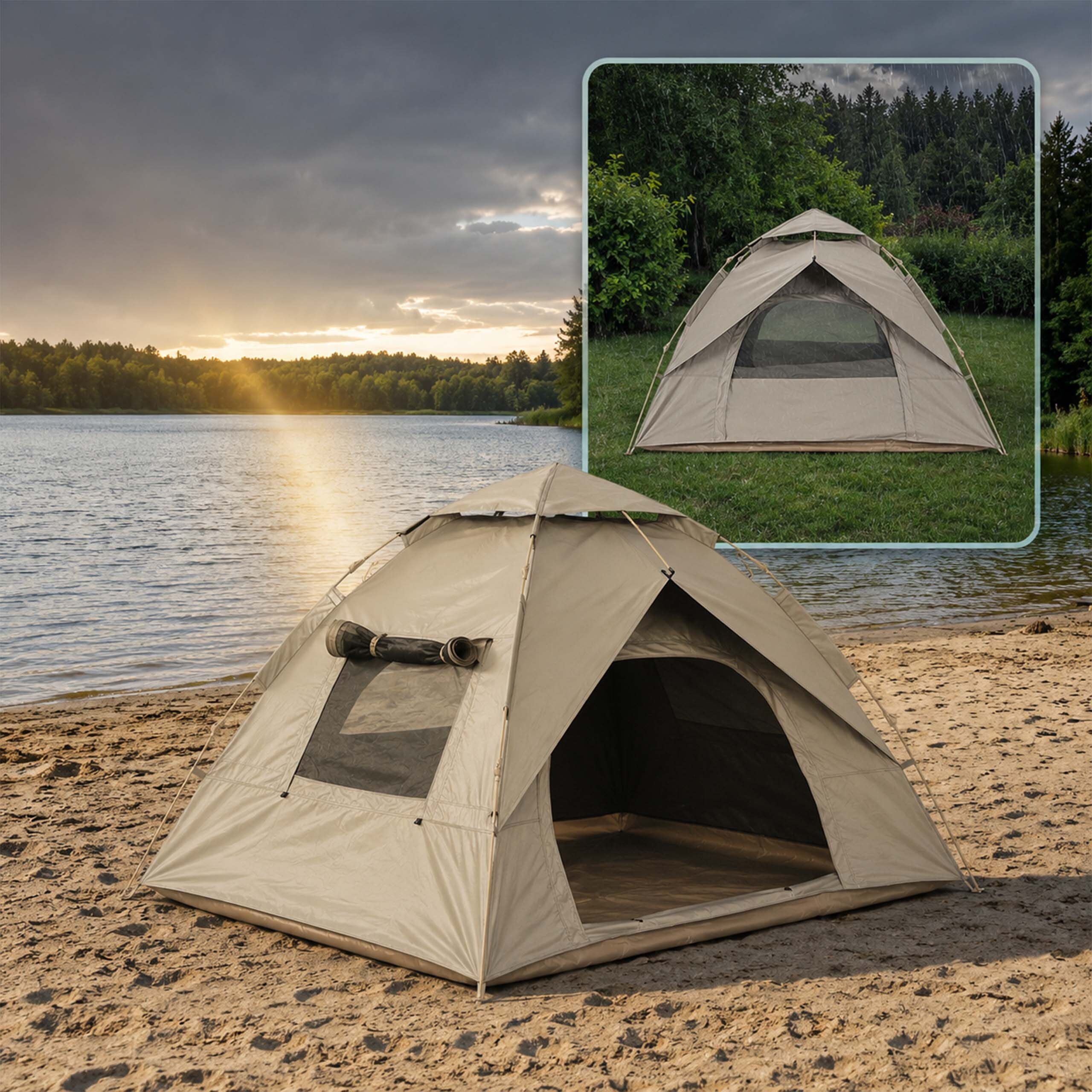 relaxdays Wurfzelt Campingzelt 3-4 Personen Schnellaufbau