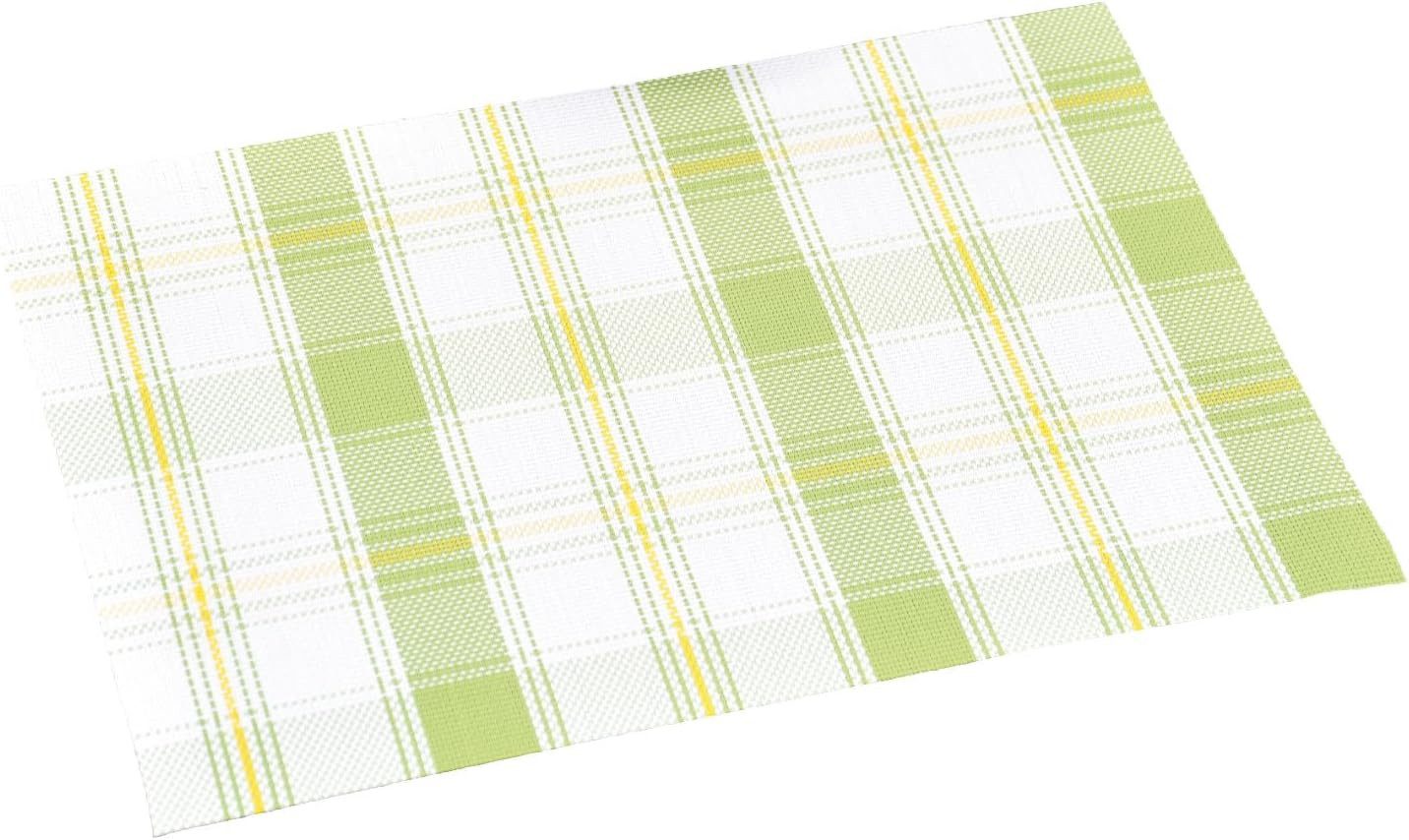 Kesper Platzset Platzset aus Kunststoff, grün-weiß kariert, 43 x 29 cm, Pflegeleicht und abwischbar