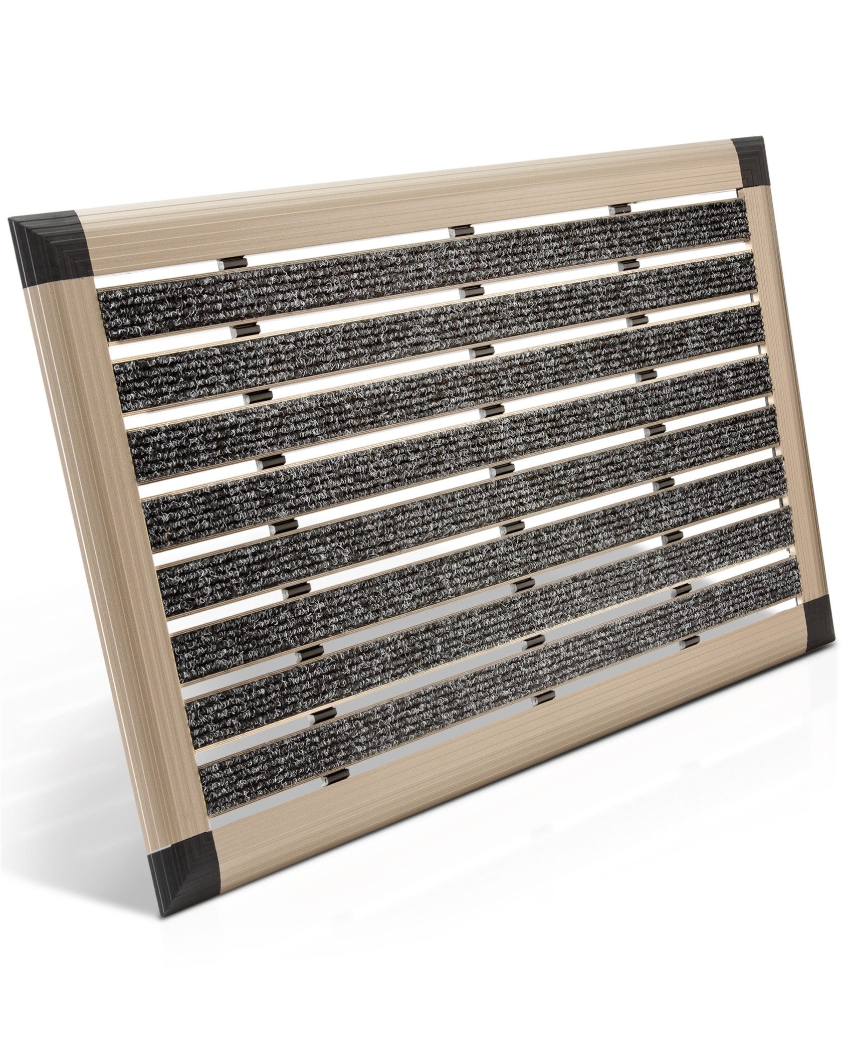 bomoe Fußmatte, Höhe: 1 mm, Bomoe AluGant Alu Fußmatte Champagner Metallic,Schwarz