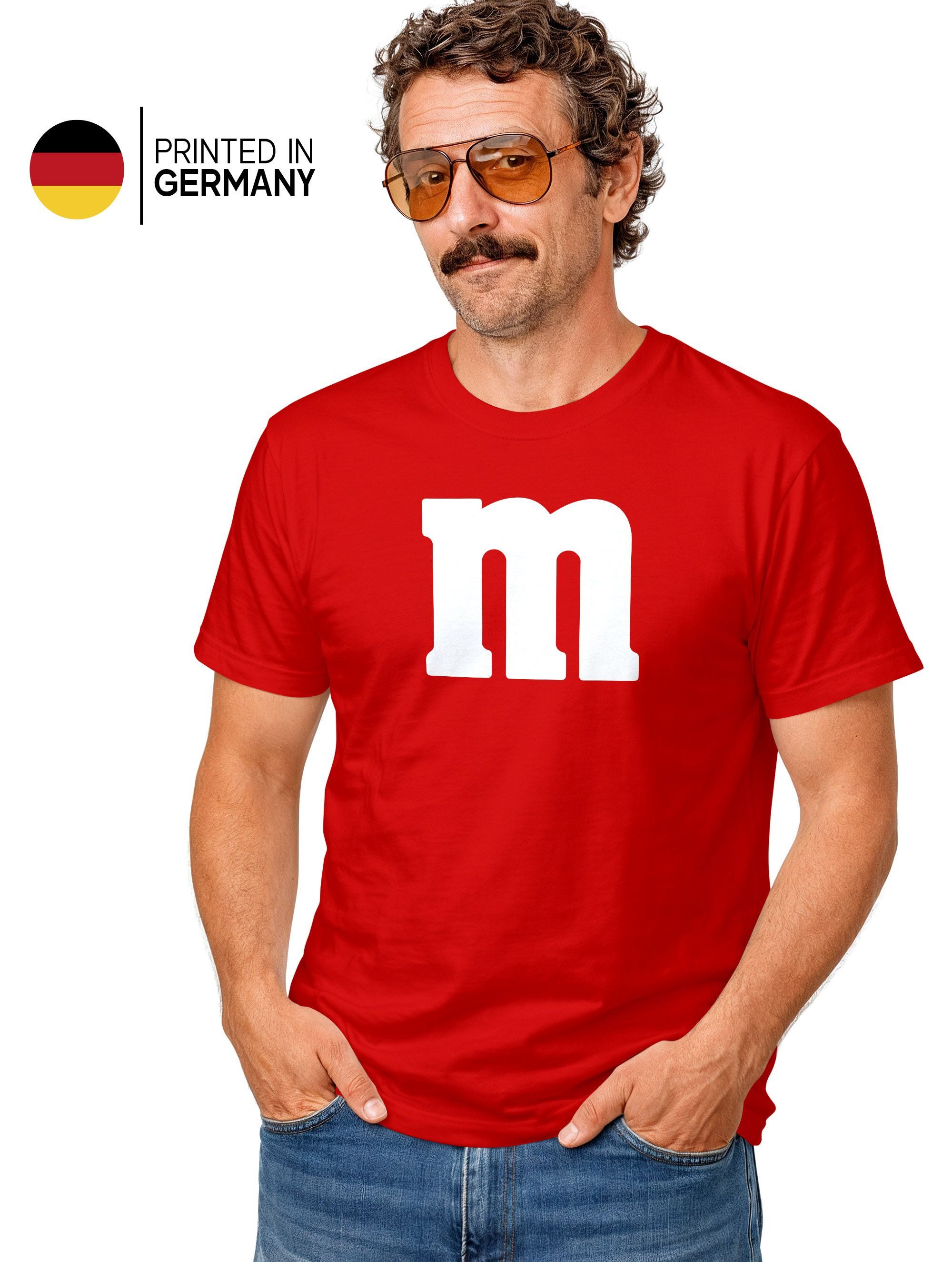 MoonWorks Print-Shirt Herren T-Shirt Gruppen-Kostüm M Aufdruck Kostüm Fasching Karneval mit Print