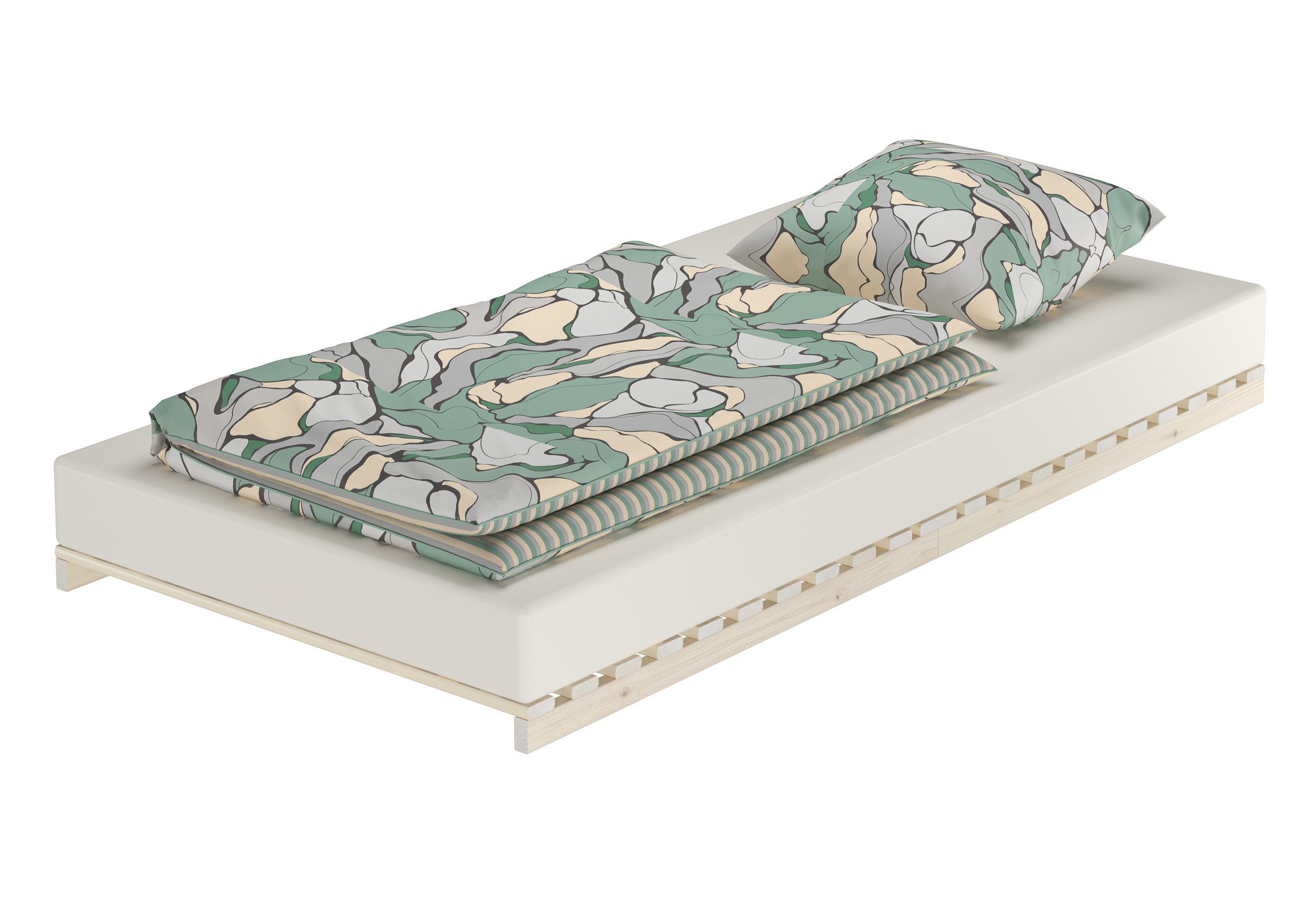 ERST-HOLZ Futonbett Niederflurbett Metallfrei 100 x 200 cm Futon Lattenrost Fichte, Fichte unbehandelt