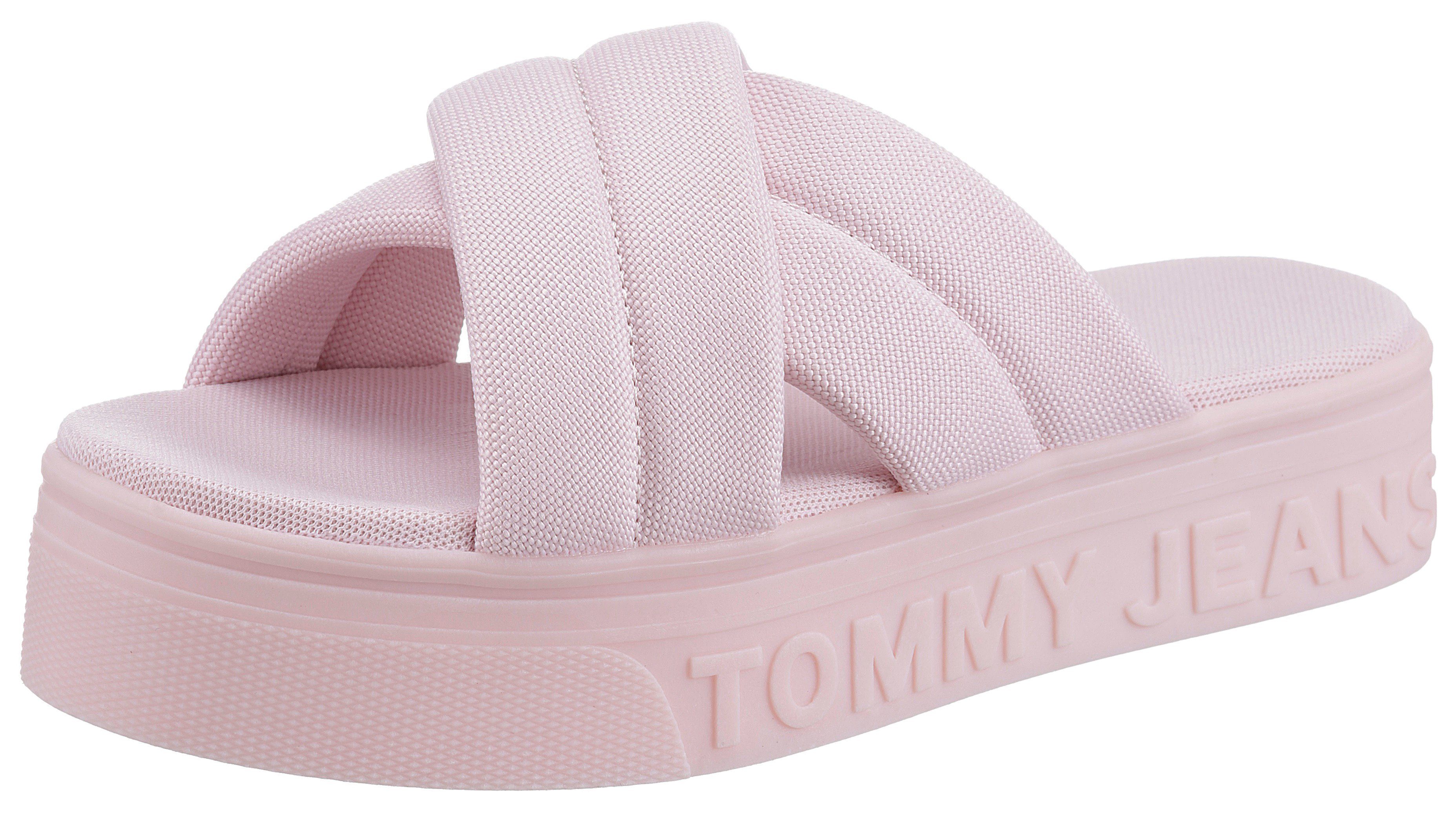 Tommy Jeans TOMMY JEANS FLTFRM SANDAL Pantolette mit wattierter Kreuzbandage rose