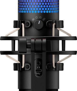 HyperX Streaming-Mikrofon QuadCast S, RGB-Beleuchtung, Verstärkungsregelung, Montageadapter, Popschutz