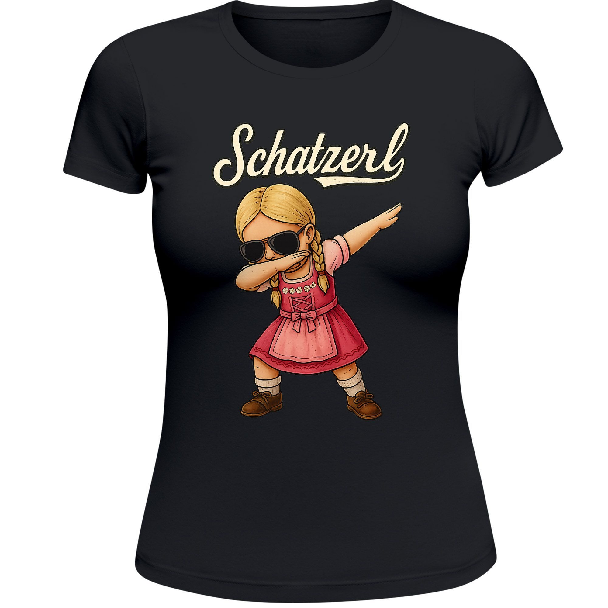 MoonWorks Print-Shirt Damen T-Shirt für das Oktoberfest Schatzerl Dirndl-Madl Fun-Shirt mit Print