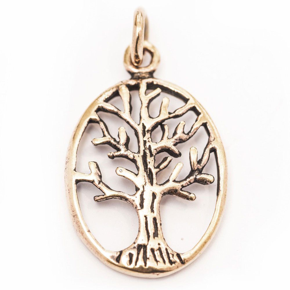 Kettenanhänger Weltenbaum klein Bronze Anhänger Schmuck - Lebensbaum - 29x17mm