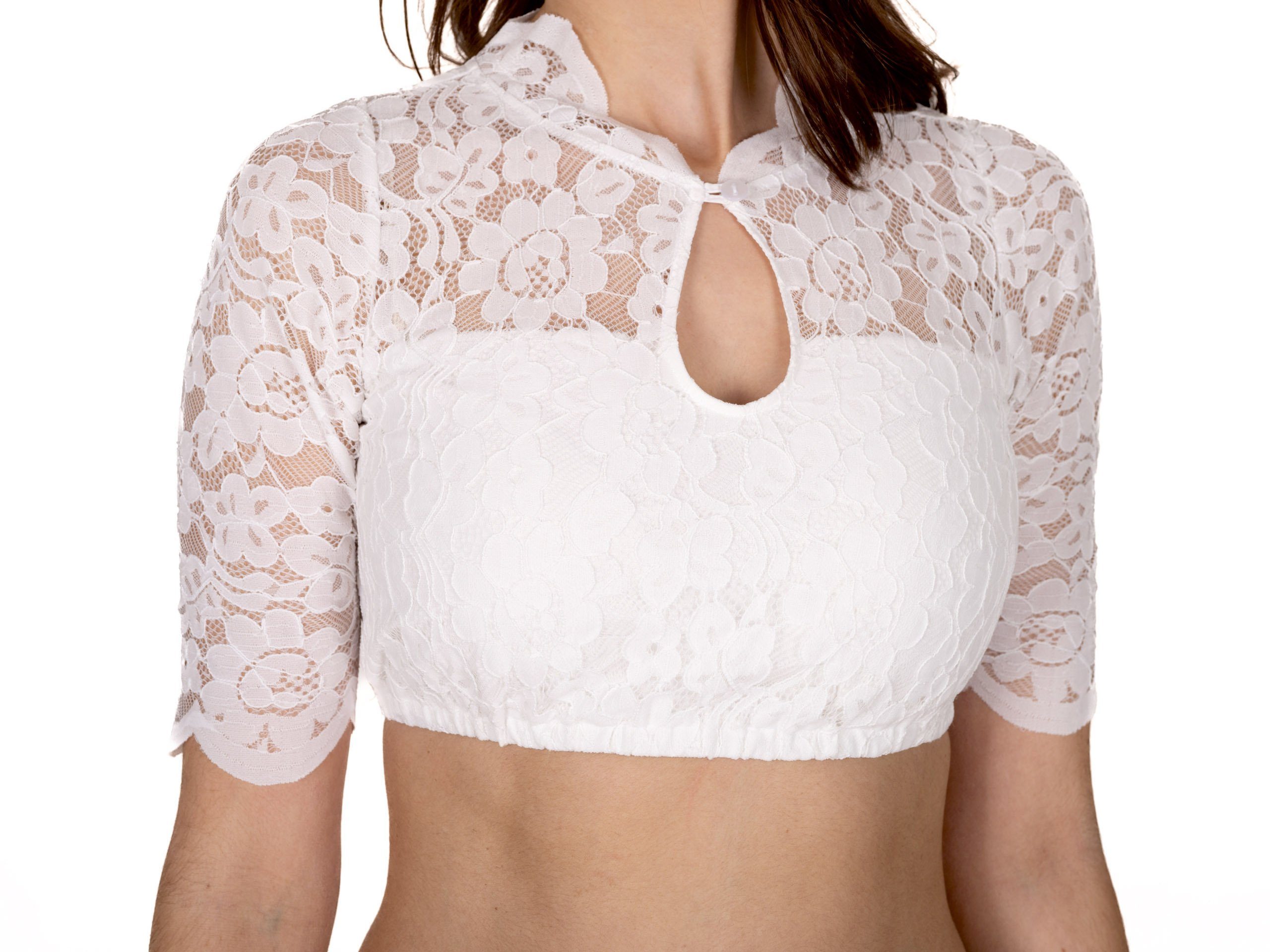FUCHS Dirndlbluse Dirndlbluse Brigitte natur-weiß (1-tlg) aus zarter Spitze