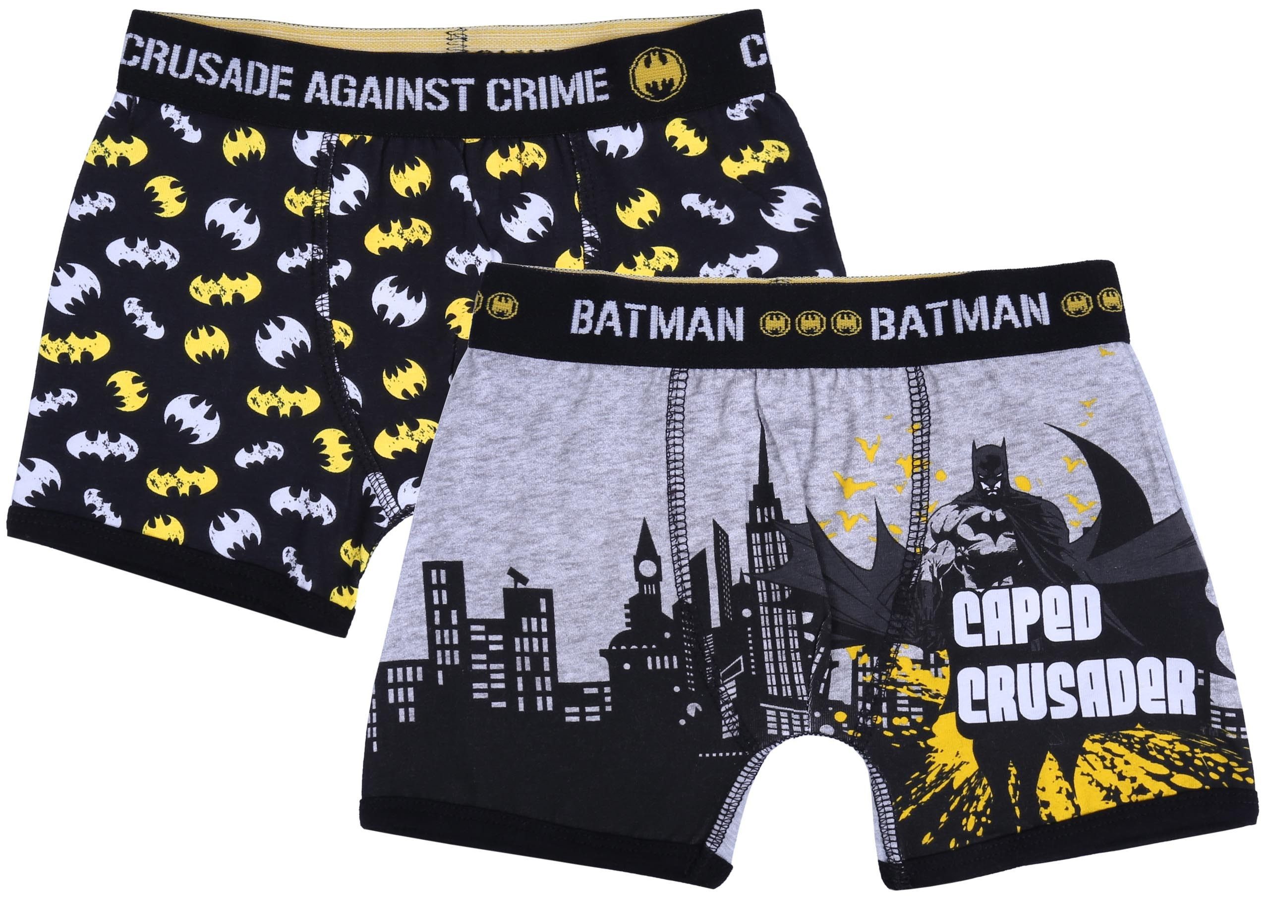 Batman Pagenschlüpfer 2x grau-schwarze Jungen-Boxershorts BATMAN DC Comics 6-7 Jahre