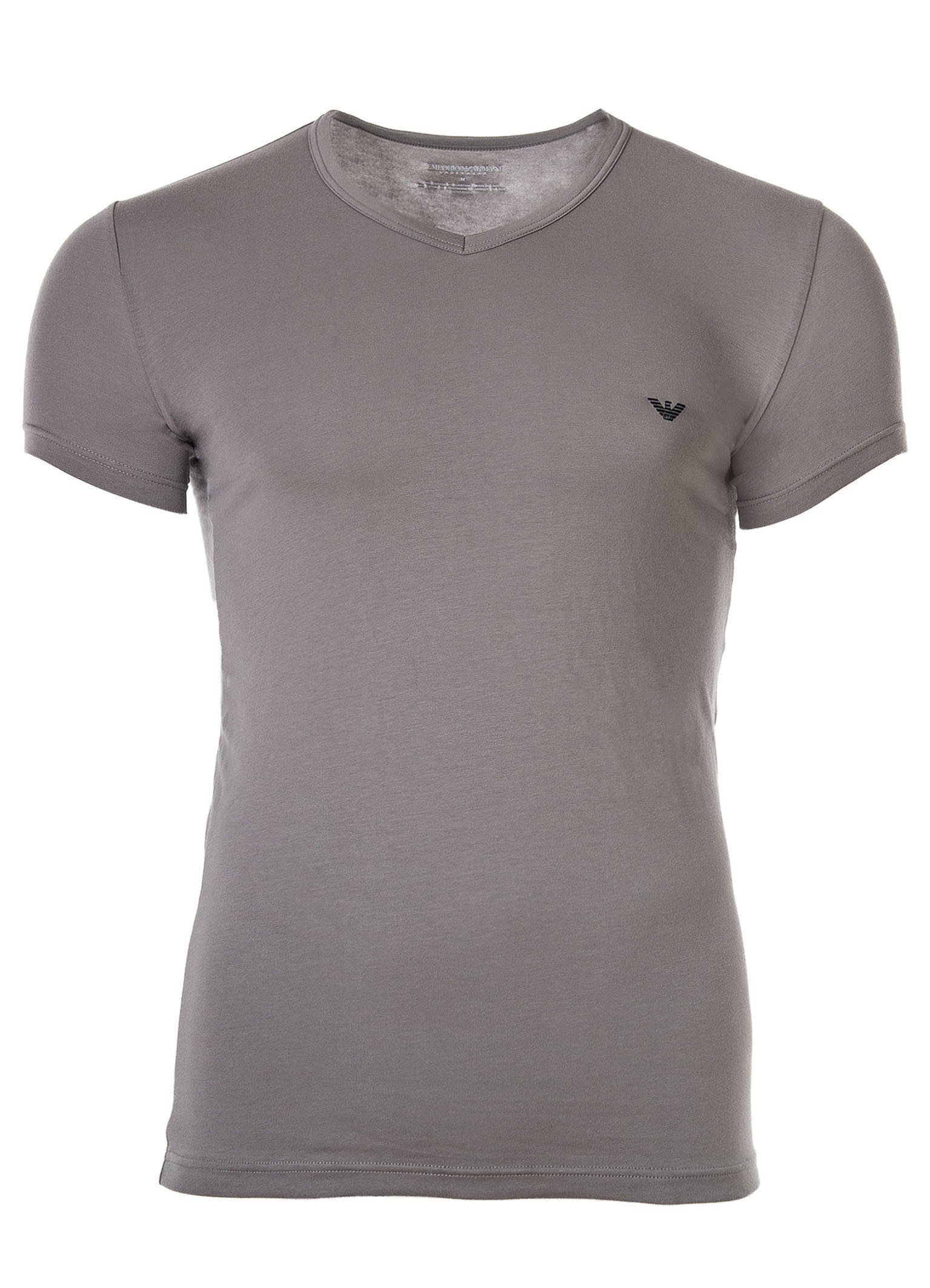 Herren Pack - T-Shirt schwarz/grau Emporio T-Shirt 2er V-Ausschnitt Armani V-Neck,
