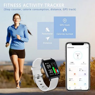 MicLee Smartwatch (1,3 Zoll, Andriod iOS), Fitness Tracker Fitnessuhr Armband Personalisiertes Wasserdicht IP68