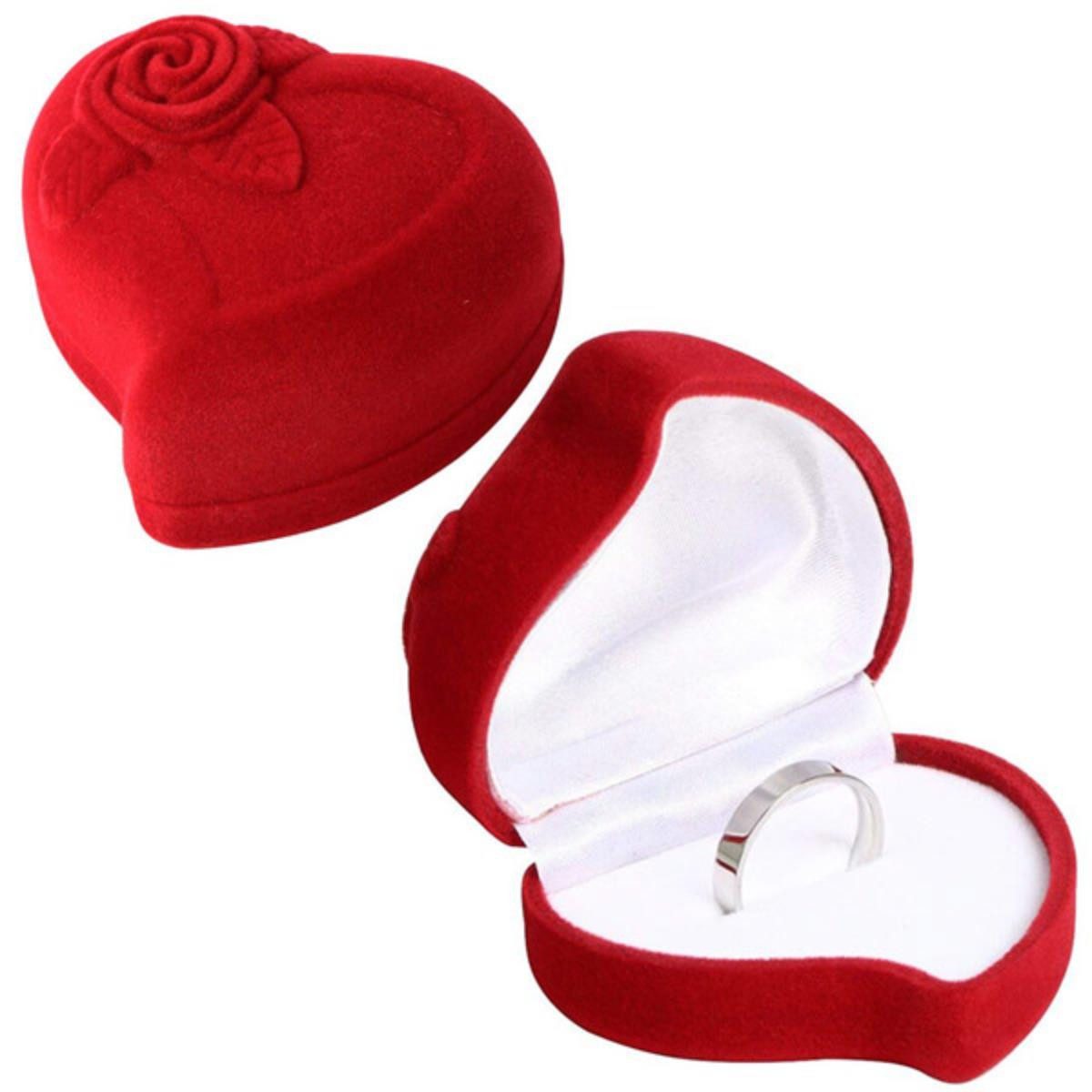 Order & Smile Schmuck Geschenkbox Ring Etui / Ringbox Verlobungsring „Herz mit Rose“