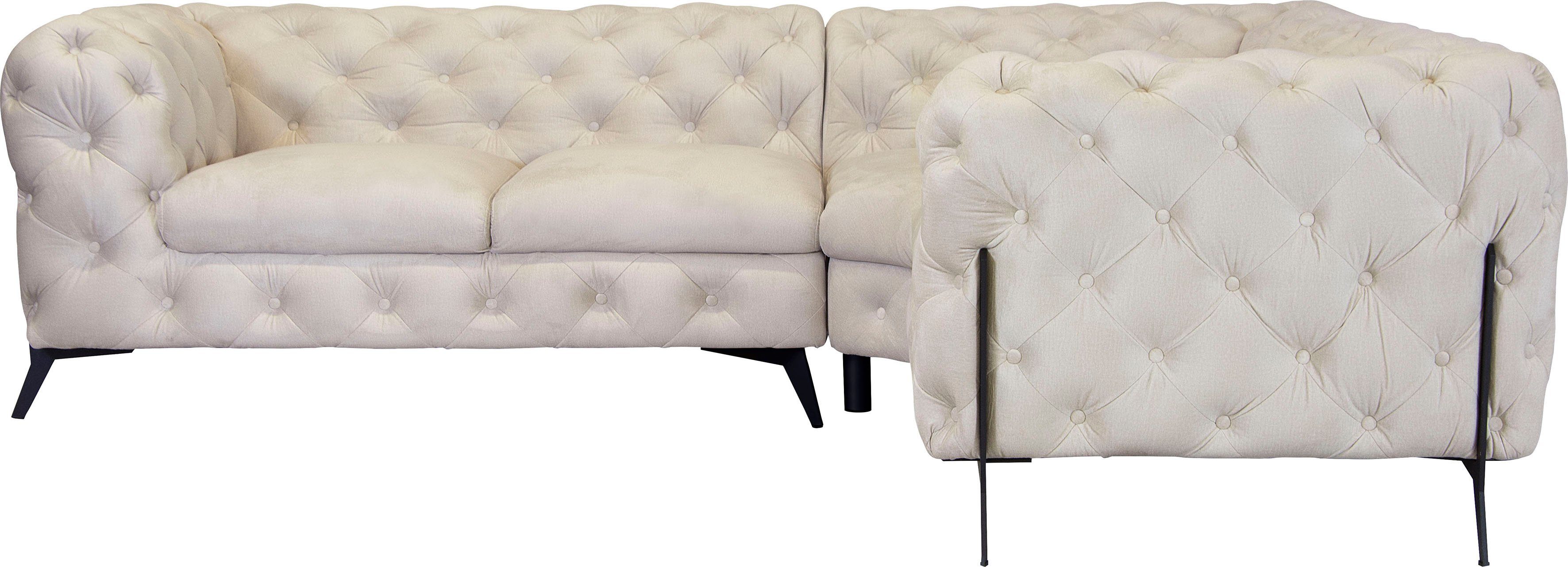 Home affaire Chesterfield-Sofa Amaury L-Form, moderne Chersterfield-Optik, Breite 262 cm, Fußfarbe wählbar