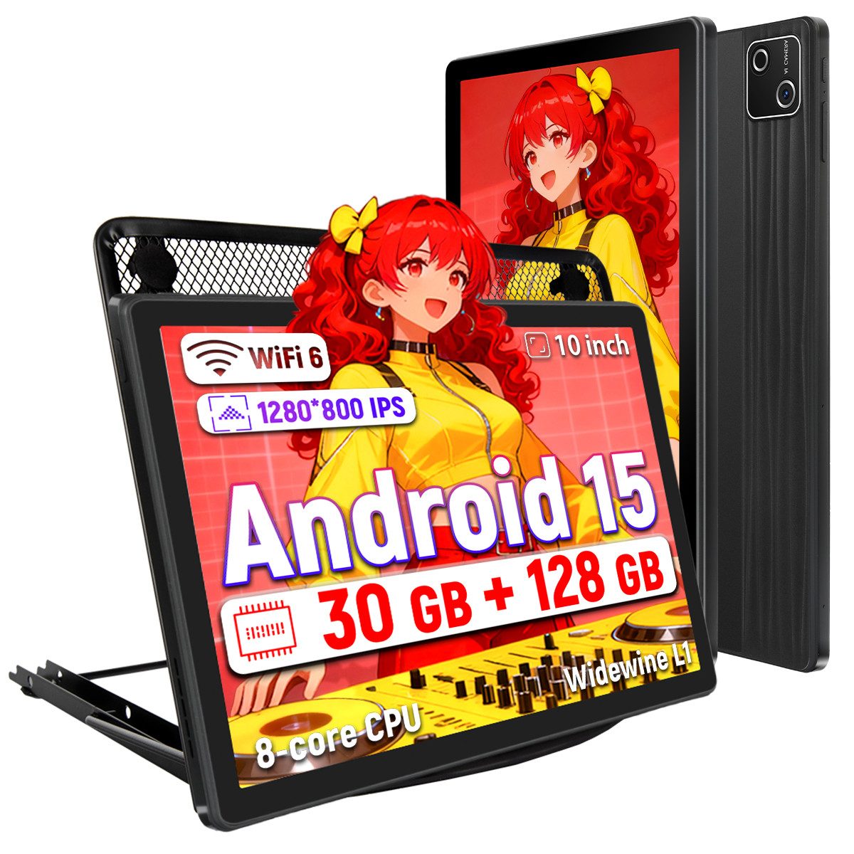 BUFO 10 Zoll 30(6+24)GB 128GB ROM+1TB TF Android 15 WiFi 6 6200mAh Tablet (10", 128 GB, Android 15, 2,4/5G WiFi, 1280x800 IPS HD Screen, PC-Modus, OTG-Transfer)