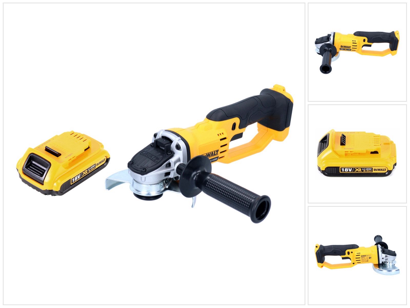 DeWalt Akku-Winkelschleifer DCG 412 Akku Winkelschleifer 18V 125mm Solo + 1x Akku 2,0Ah - ohne La
