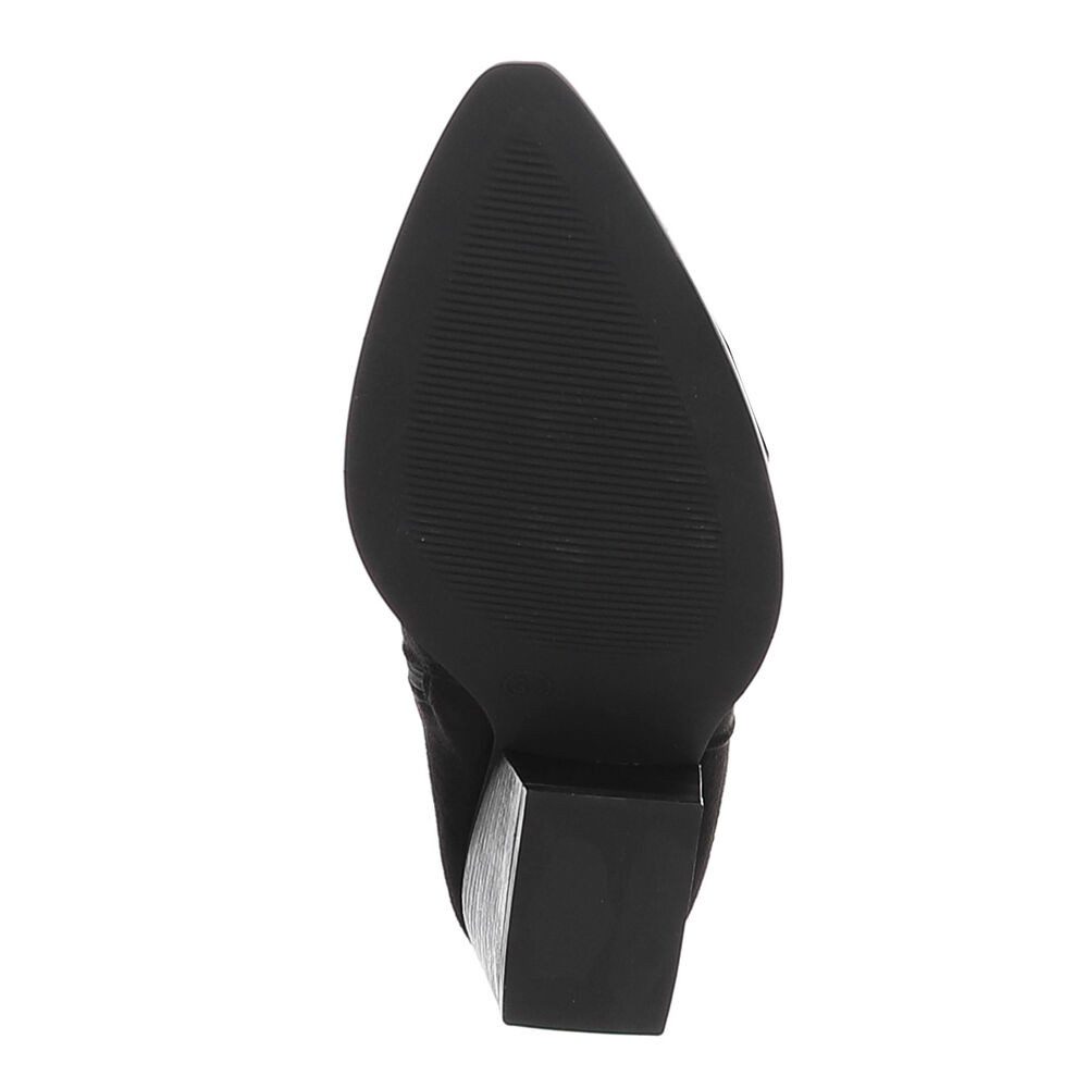 Ital-Design Stylische Stiefeletten mit filigranem Design und Komfort Westernstiefel (91409521) Blockabsatz Stiefel in Schwarz