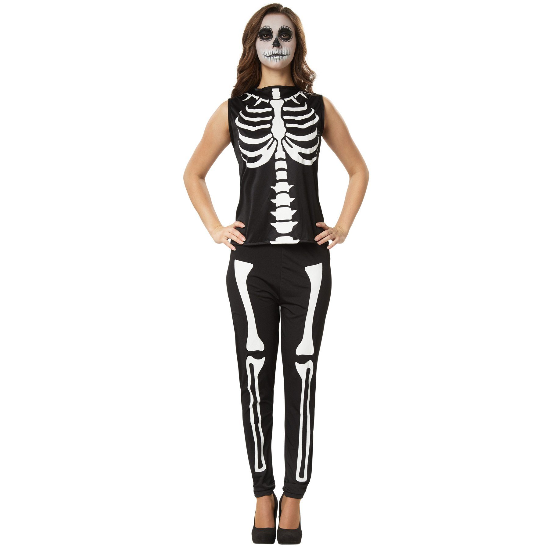 dressforfun Kostüm Frauenkostüm Gruselige Skull Lady, Vornehmes Kostüm im Skull-Look