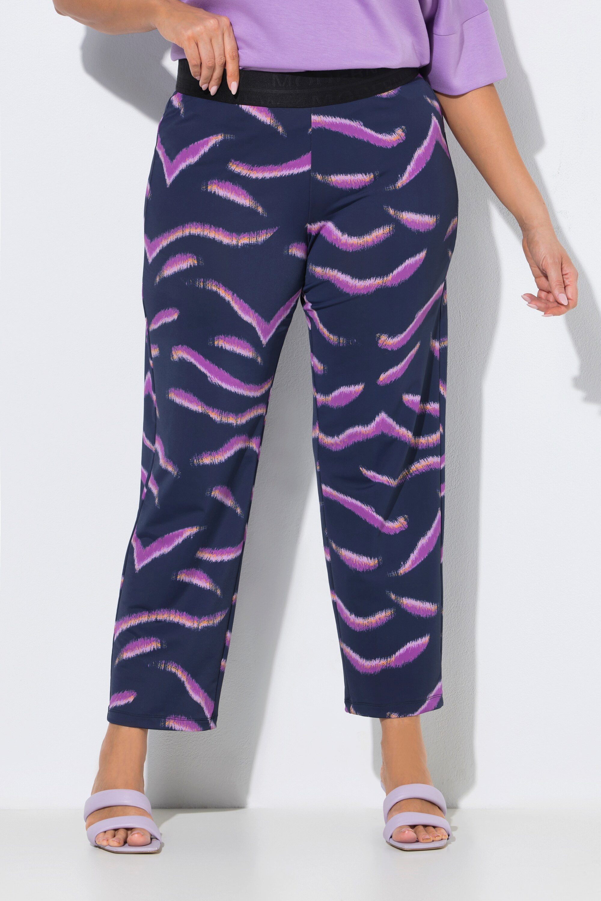 Ulla Popken Schlupfhose Jerseyhose Sienna Animal schmales Bein Elastikbund