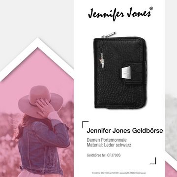 Jennifer Jones Geldbörse Jennifer Jones Damen Börse RFID Blocker (Portemonnaie, Portemonnaie), Damen Portemonnaie Echtleder Größe ca. 9cm, schwarz