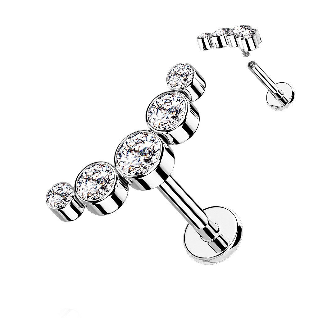 Taffstyle Piercing-Set Piercing Ohr Bogen flach 5 Kristalle Silber Clear 1, günstig online kaufen