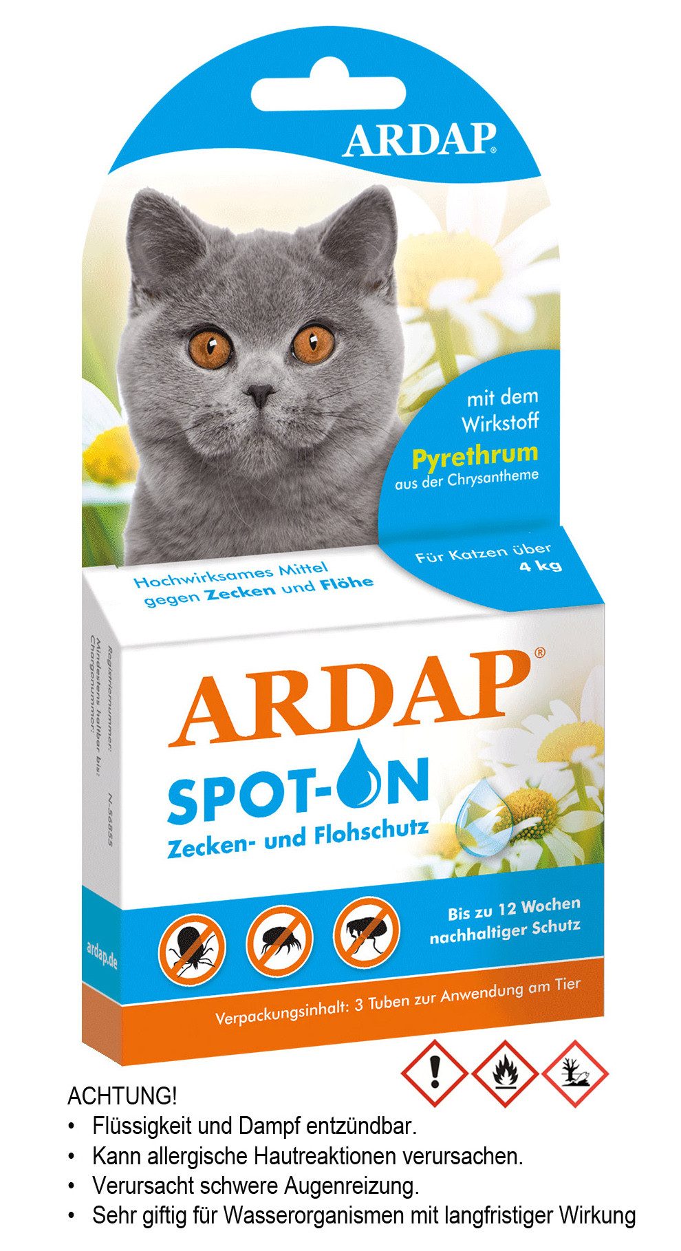 Ardap Insektenspray Ardap Spot-On für Katzen über 4 kg 3 x 0.8 ml günstig online kaufen