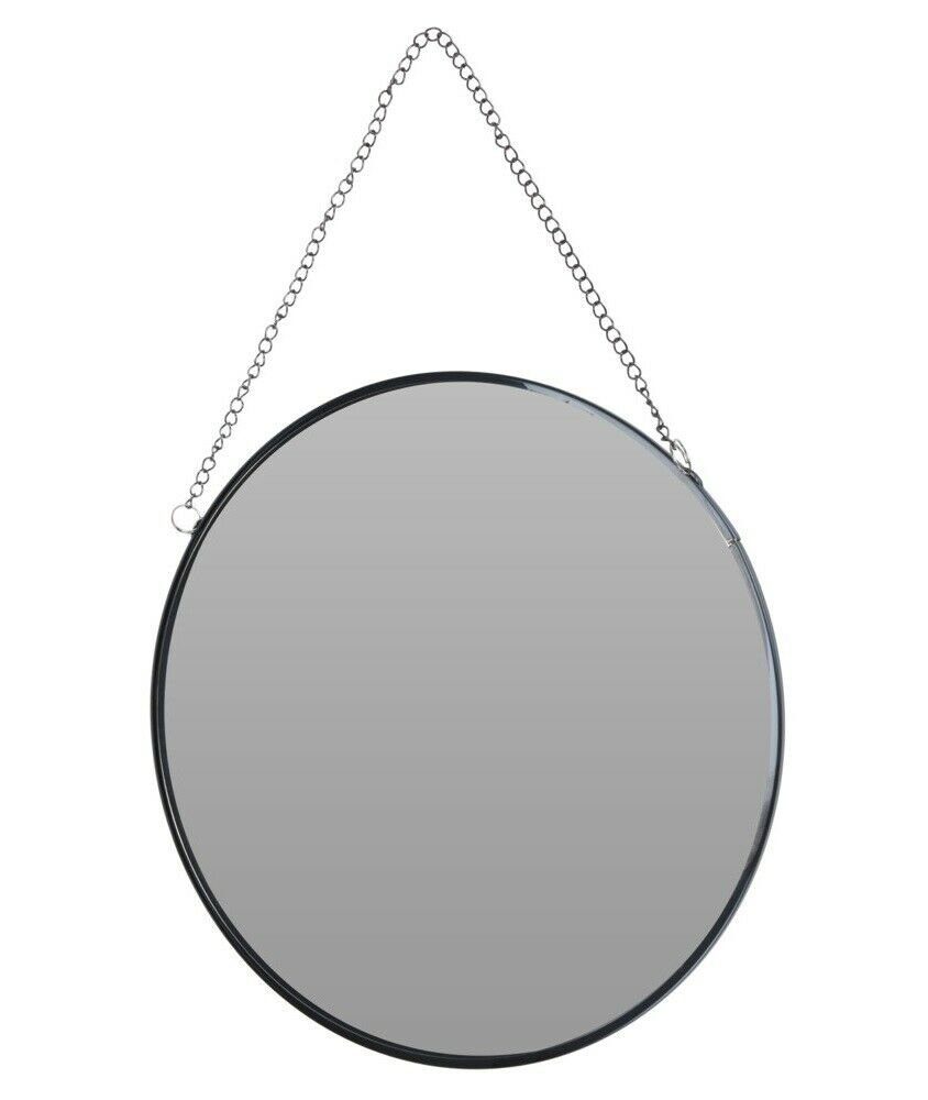 Meinposten Dekospiegel Kleiner Spiegel rund Wandspiegel Deko Metall Glas Dekospiegel anthrazit Ø 20 cm (1-St), mit dekorativer Aufhängekette