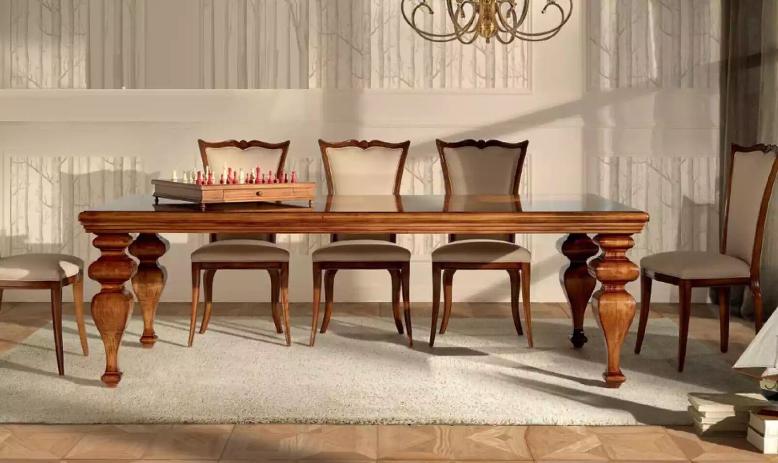 JVmoebel Esszimmer-Set Klassische Esszimmer Esstisch Tisch Luxus 6x Komplett, Stühle), Stühle + 6х 7tlg Set Made (7-St., Italy in