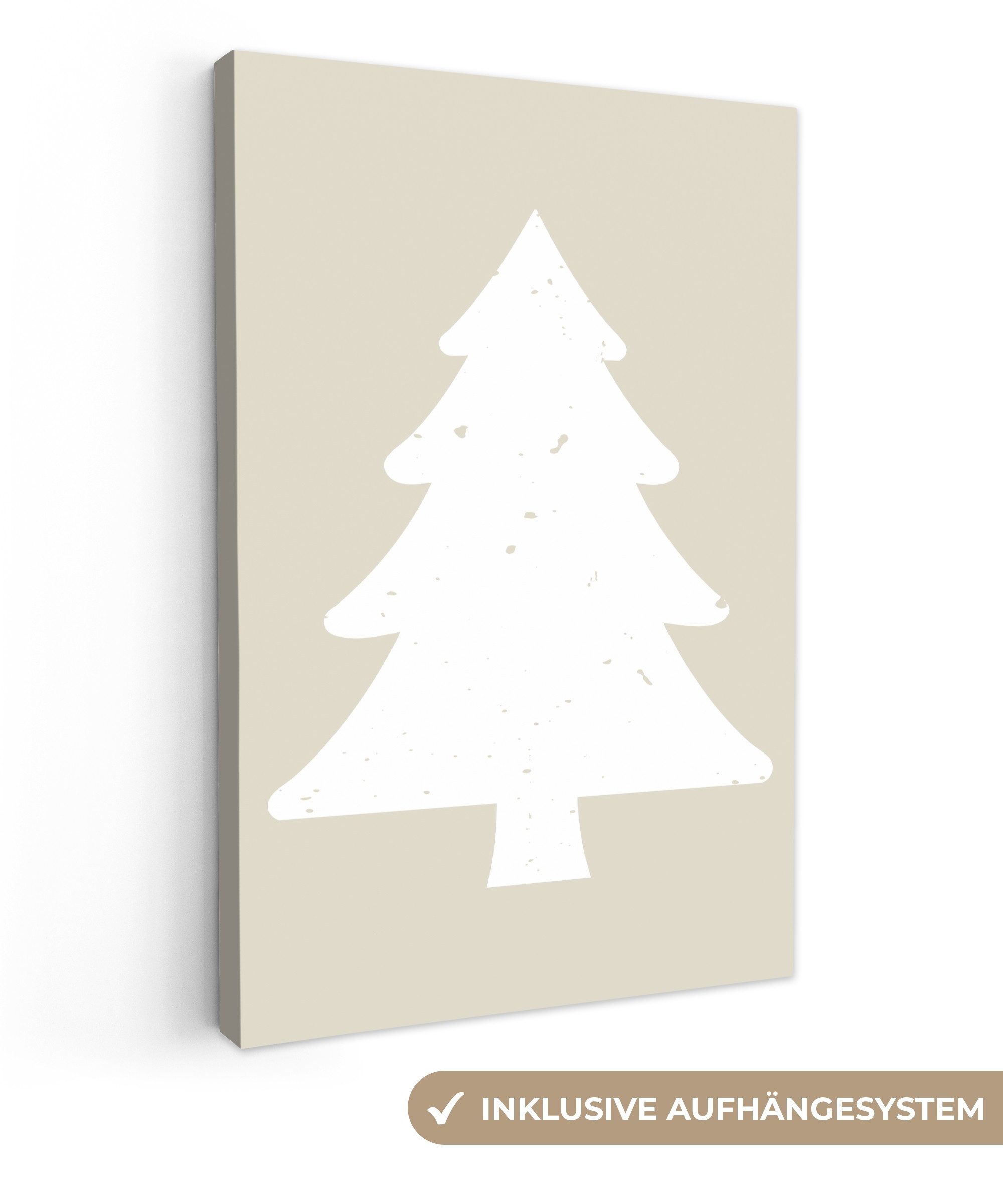 OneMillionCanvasses® Leinwandbild Japandi - Weihnachtsbaum - Beige - Weihna günstig online kaufen