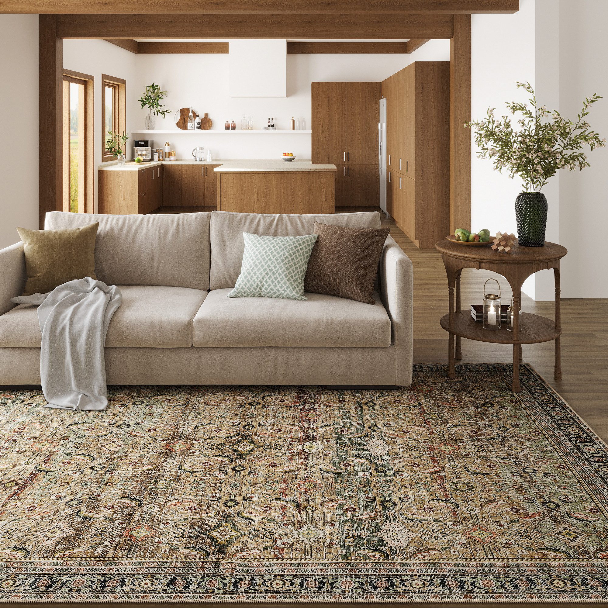 PURECOZY Teppich Wohnzimmerteppich, rutschfester Teppich, Retro-Stil, recht günstig online kaufen