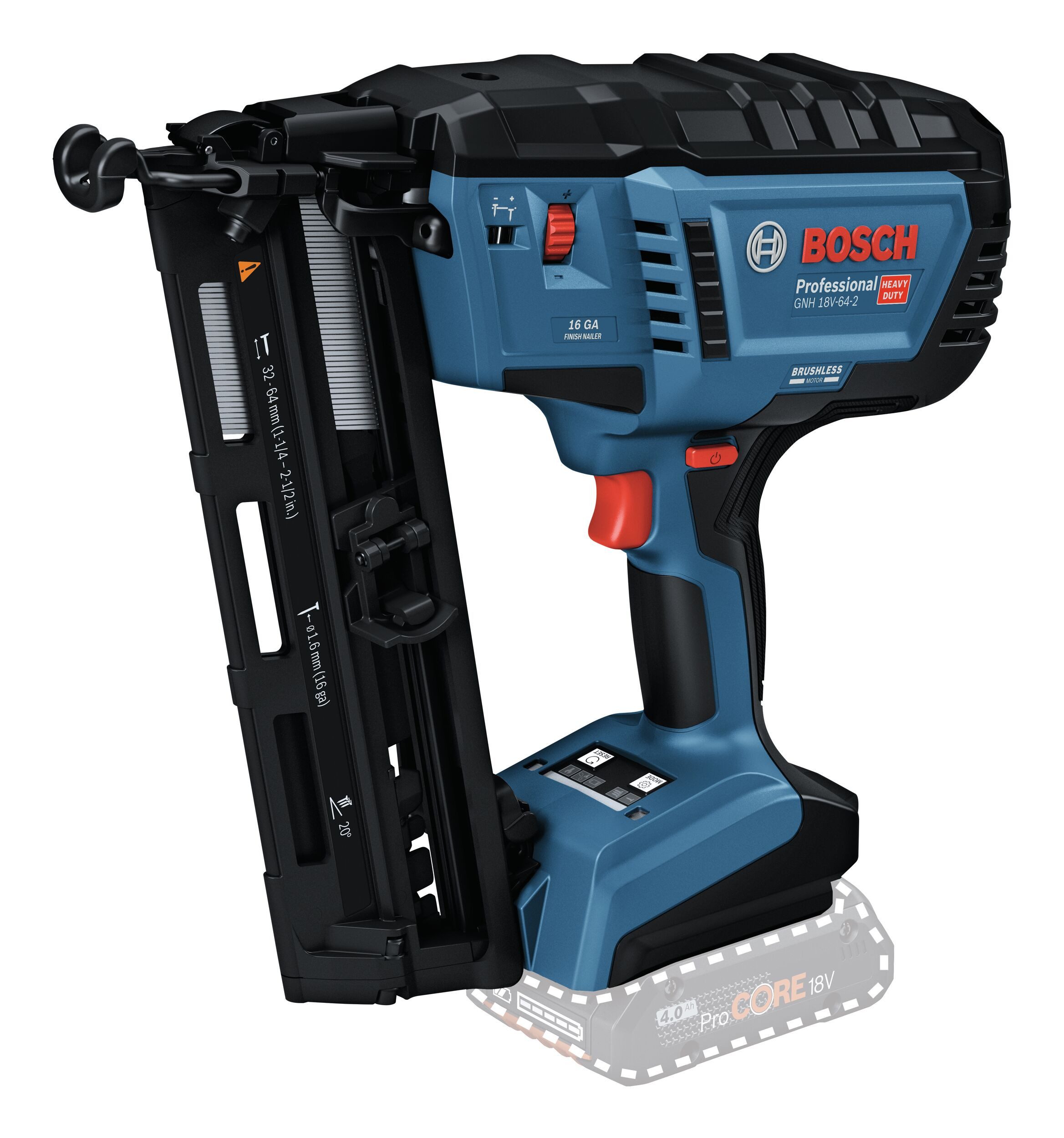 BOSCH Akku-Stauchkopfnagler GNH 18V-64-2, 18 in V, Holznagler Ohne Akku - im Karton