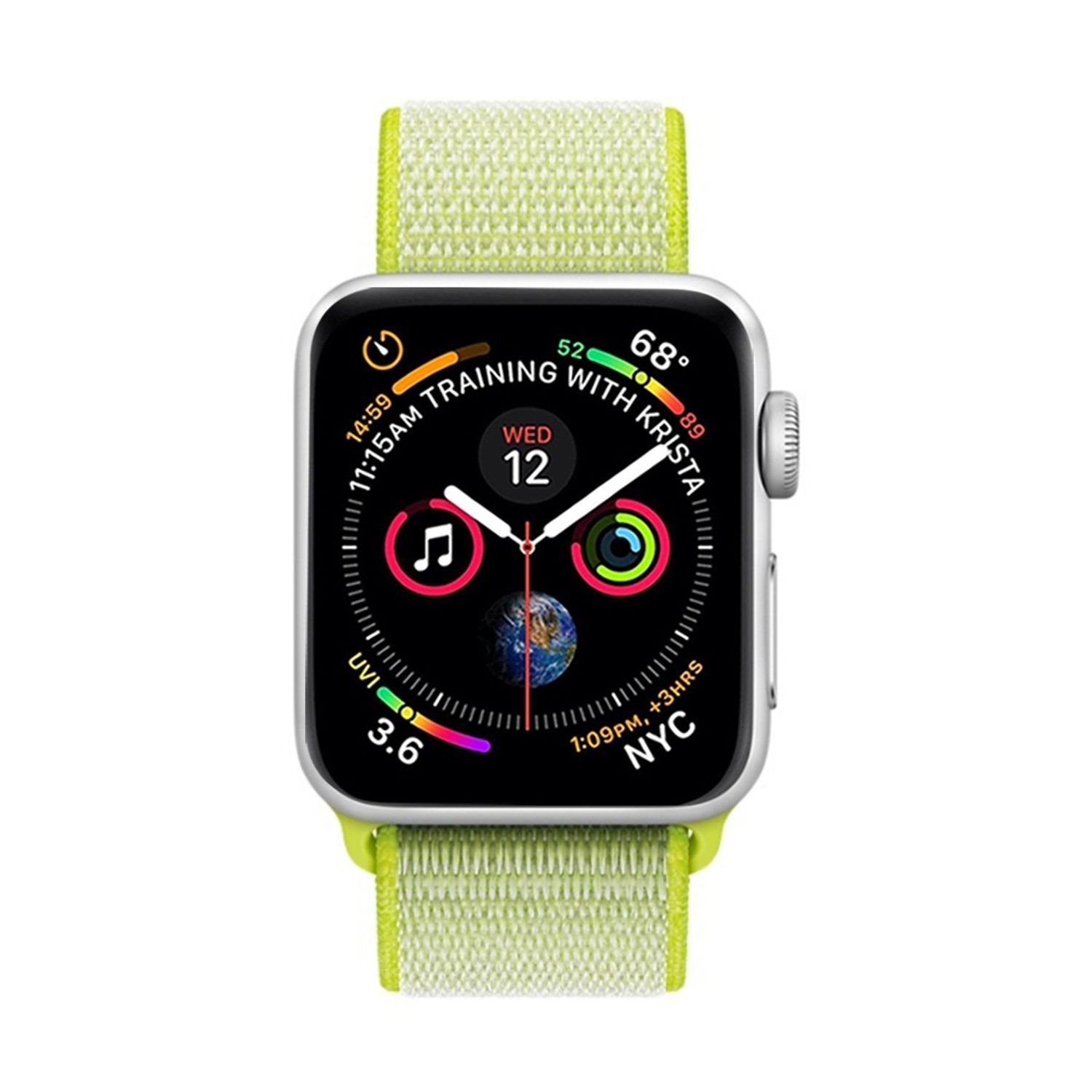 König Design Smartwatch-Armband 42 Loop Licht 45 Arm mm, / mm / mm fluoreszierendes Nylon Grün Armband 44 Sport Band