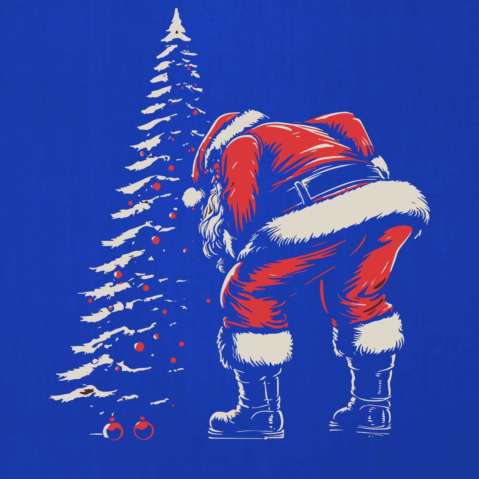 Weihnachtsbaum X-mas Formatee - Weihnachten (1-tlg) Weihnachtsgeschenk Quattro Weihnachtsmann Kurzarmshirt Blau