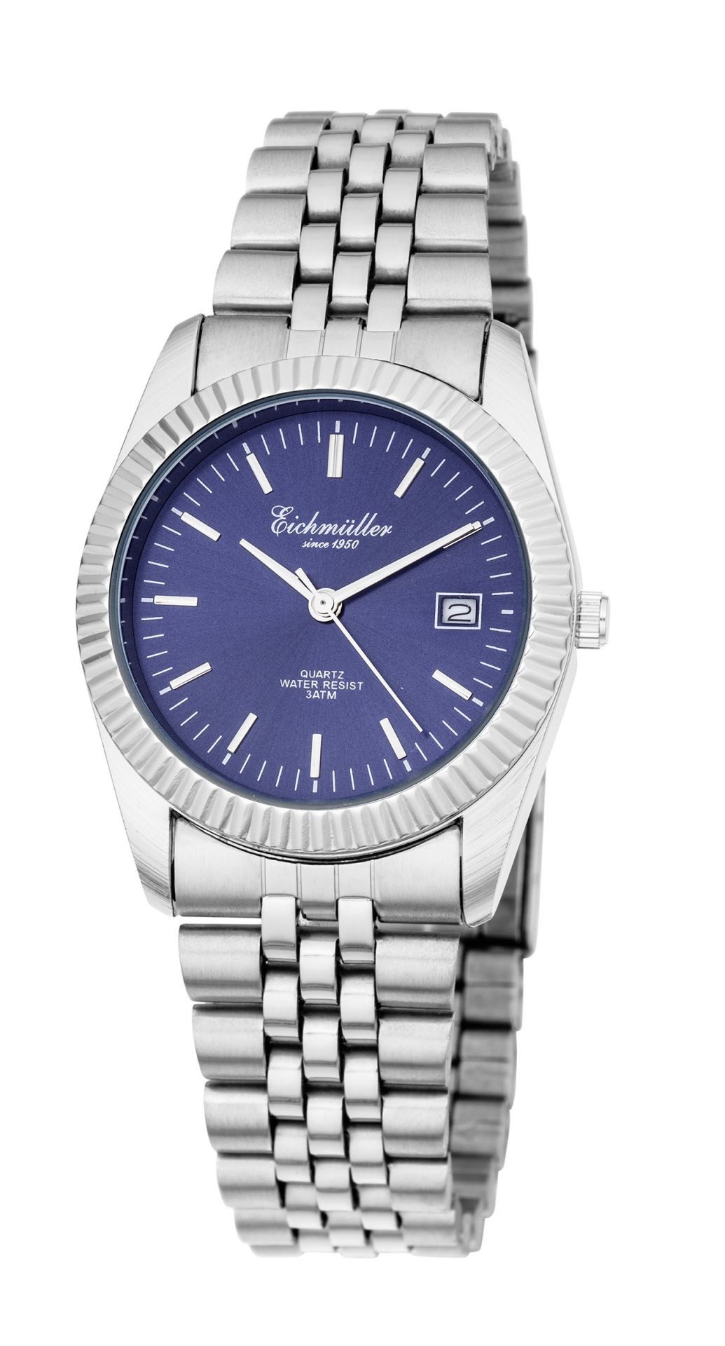 Eichmüller Quarzuhr Damenuhr, blaues Zifferblatt, Metallband, 35 mm 7083-03, – Stilvolle Armbanduhr für Damen