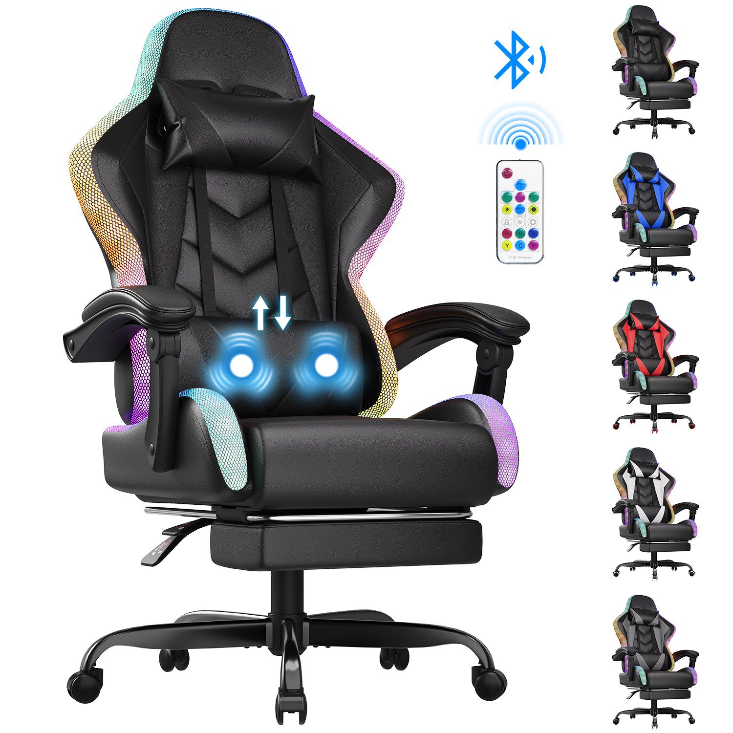 HOMALL Gaming-Stuhl LED Gaming Chair,Massage,Bürostuhl,Gaming Stuhl (Die LE günstig online kaufen